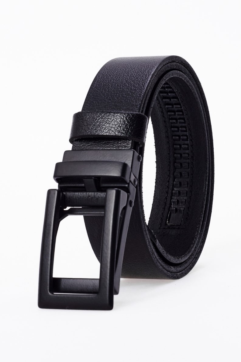 derikem Otomatik Tokalı Deliksiz %100 Hakiki Manda Derisi Klasik Erkek Kemeri U Siyah Boyalı