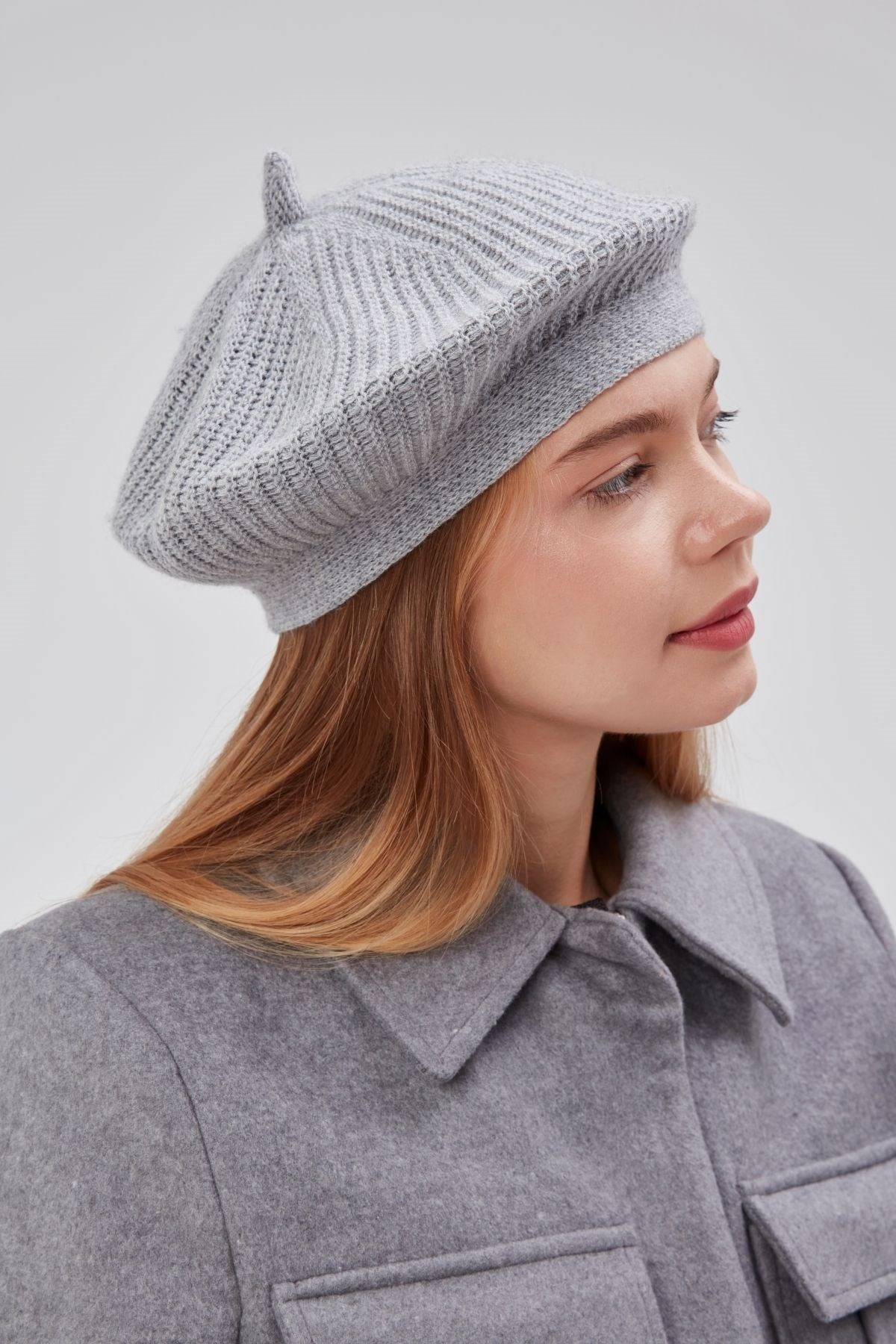 Kadın Kışlık Şık  Fransız Ressam Düz Örgü Bere Şapka