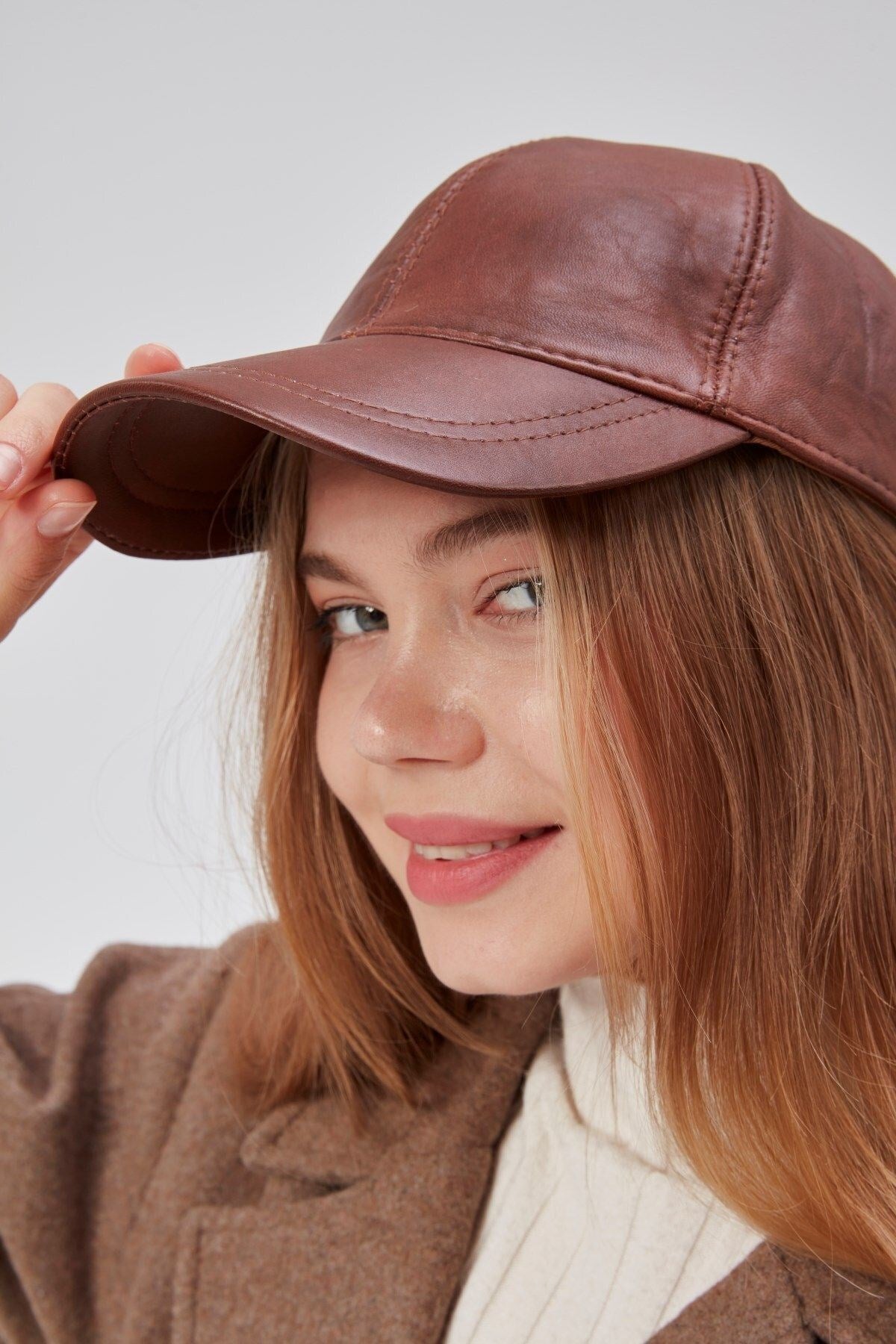 %100  Deri Kışlık Unisex Beyzbol Şapka