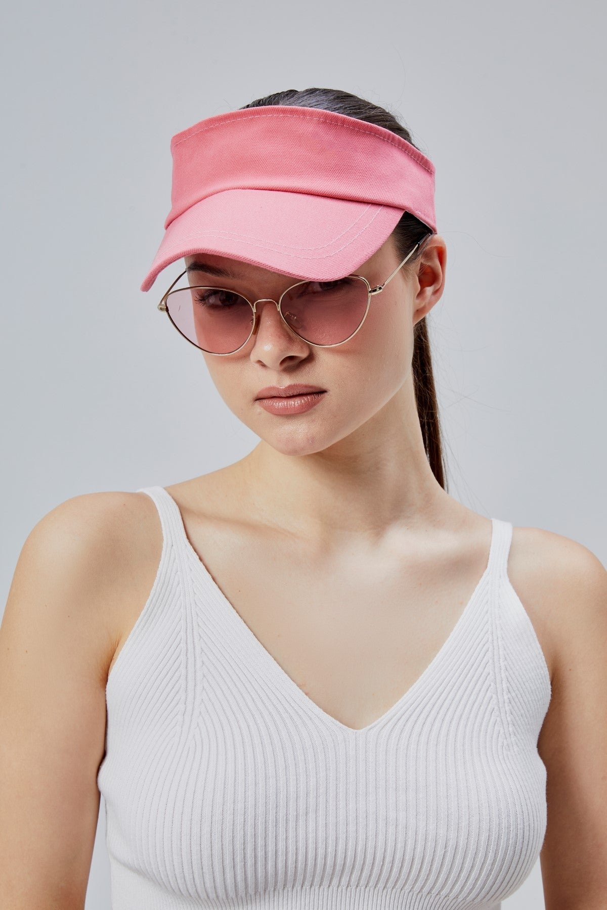 derikem Kadın Basic Cırtcırtlı Ayarlanabilir Tenisçi Vizör Golf Şapkası Güneş Koruyucu Siperlik