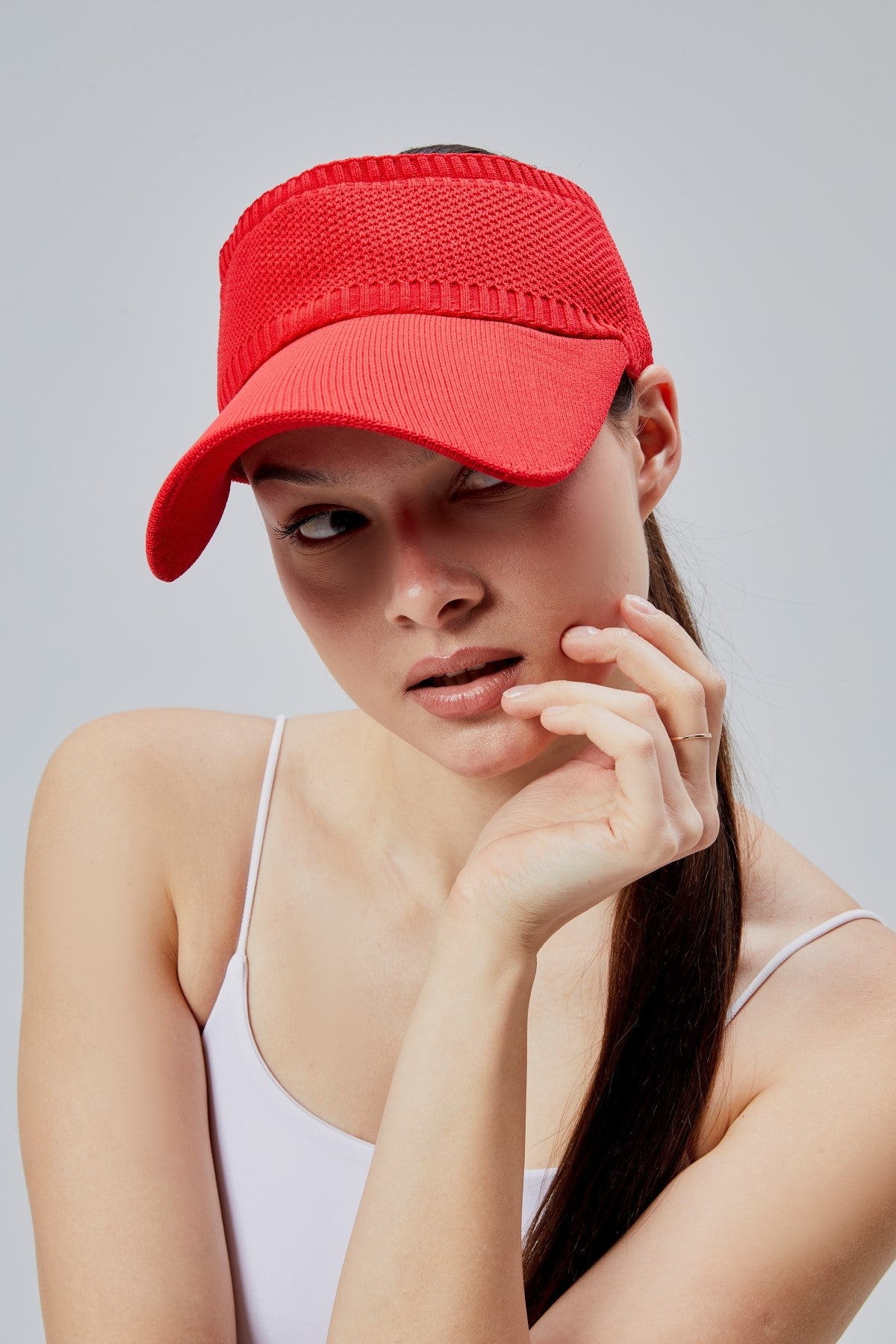 derikem Likralı Kadın Basic Cırtcırtlı Ayarlanabilir Tenisçi Vizör Golf Şapkası Güneş Koruyucu Siperlik