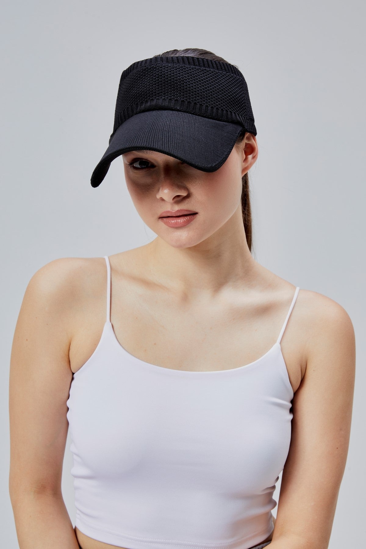 derikem Likralı Kadın Basic Cırtcırtlı Ayarlanabilir Tenisçi Vizör Golf Şapkası Güneş Koruyucu Siperlik