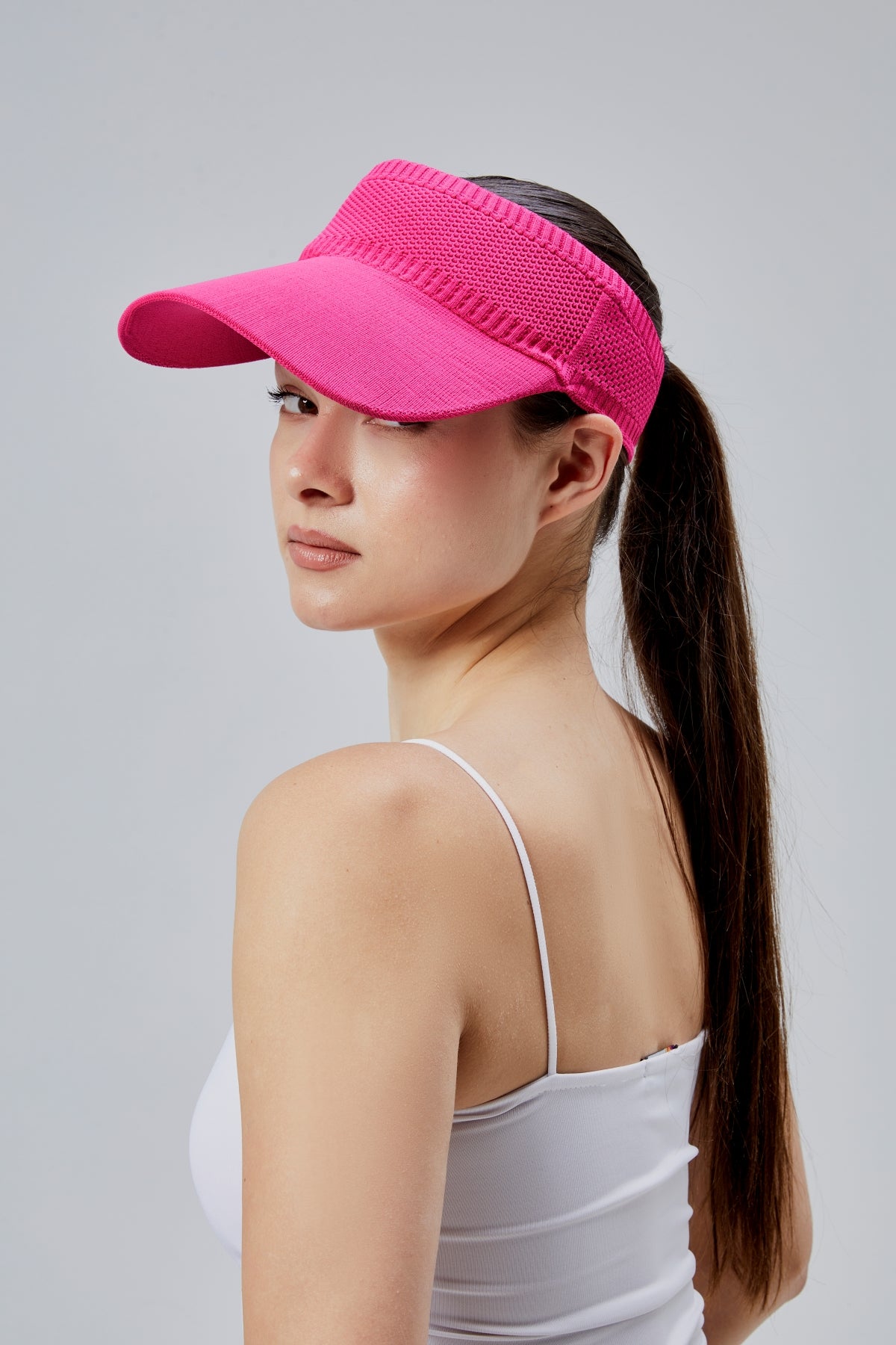 derikem Likralı Kadın Basic Cırtcırtlı Ayarlanabilir Tenisçi Vizör Golf Şapkası Güneş Koruyucu Siperlik