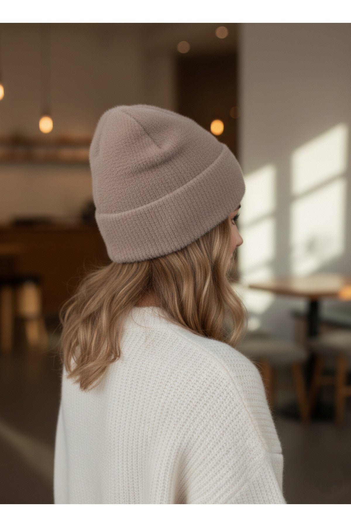 Kadın Tüylü Yumuşak Peluş Bere