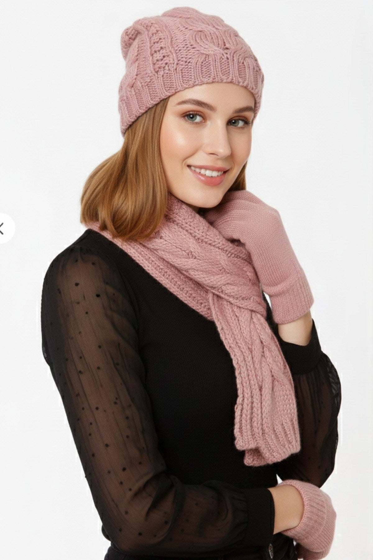 Kadın Kışlık Lüks Örgü Bere, Atkı ve Eldiven Takımı