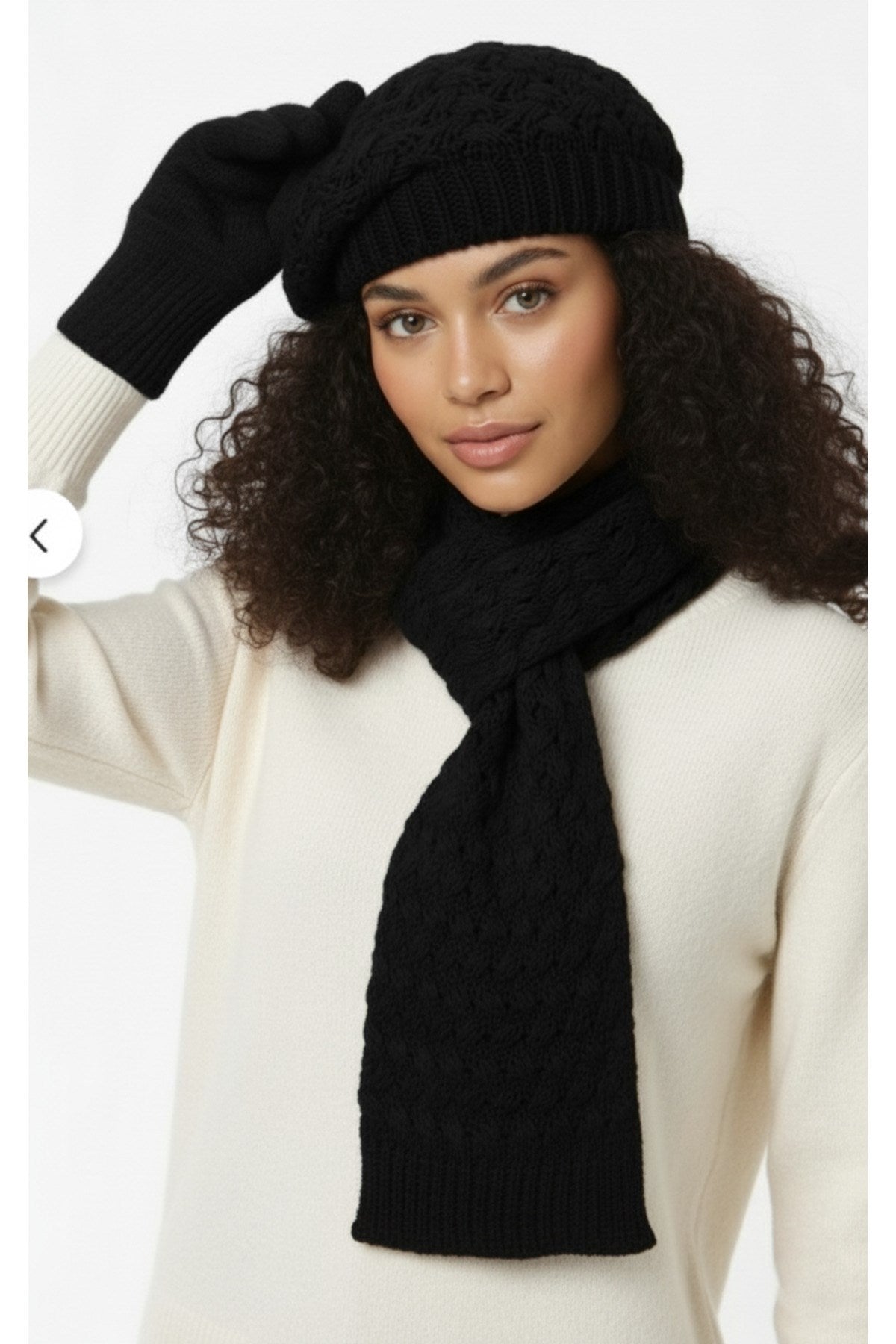 Kadın Kışlık Örgü Bere, Atkı ve Eldiven Takımı