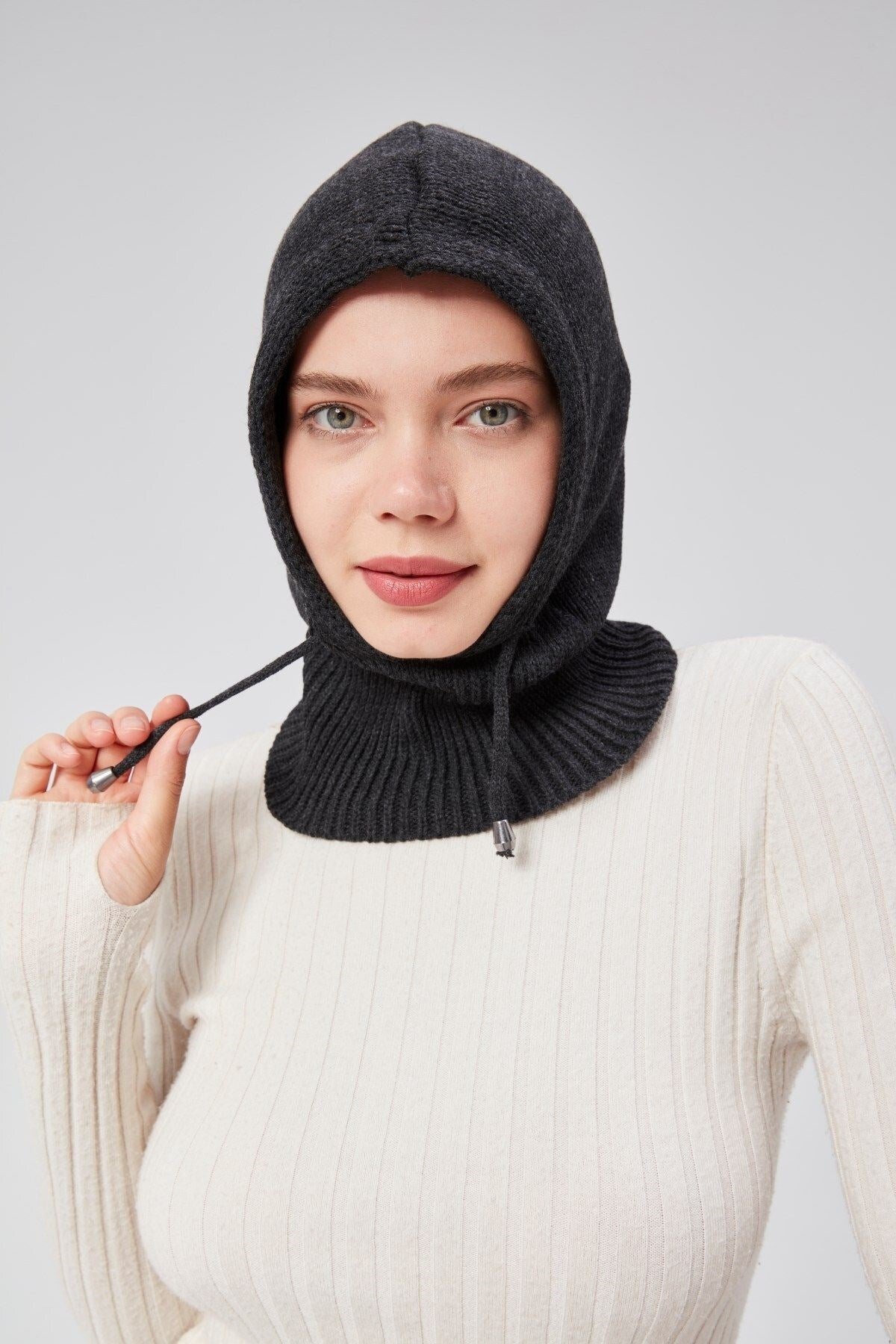 Lüks Kadın Kışlık Balaclava Triko Örme Başlık