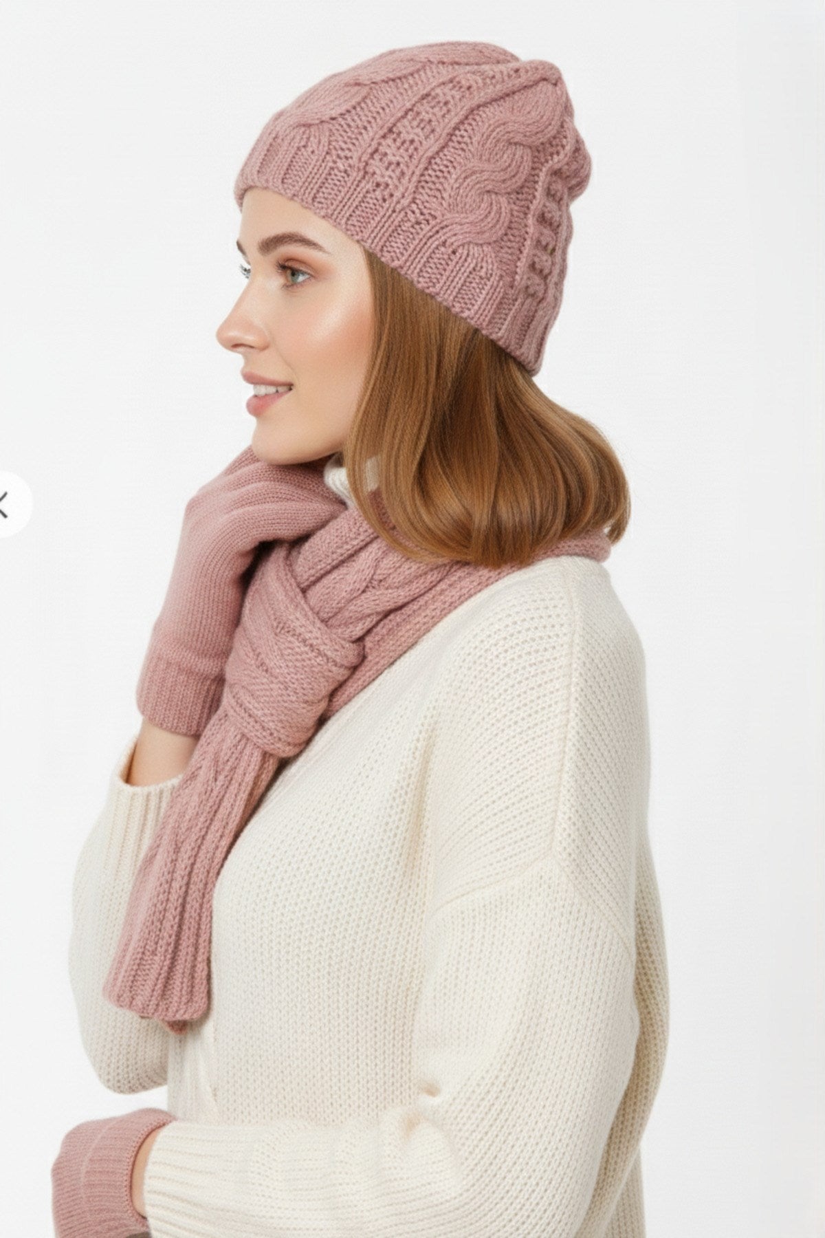 Kadın Kışlık Lüks Örgü Bere, Atkı ve Eldiven Takımı