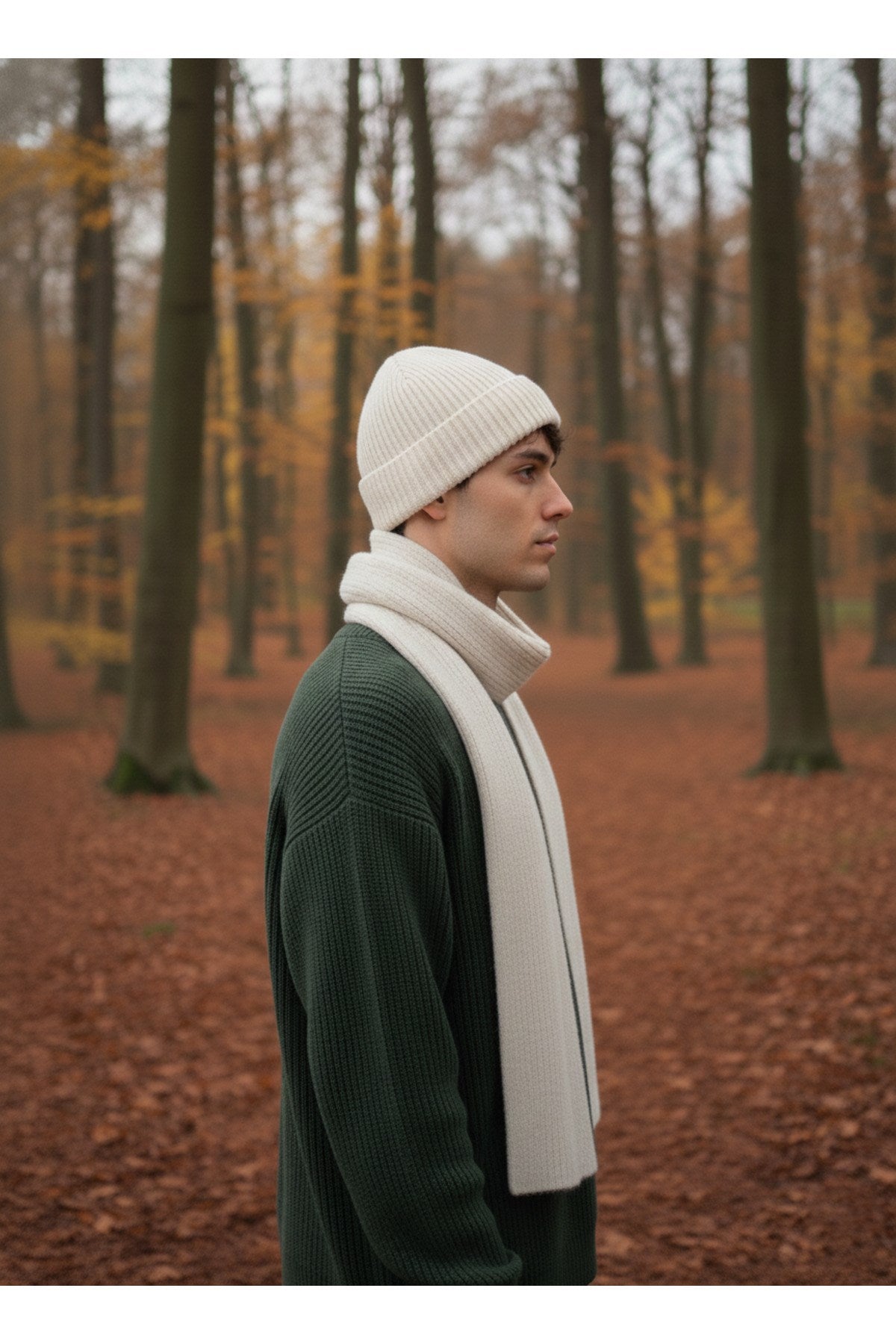 Erkek Yün Kışlık Selanik Örme Bere Atkı İkili Set Takım