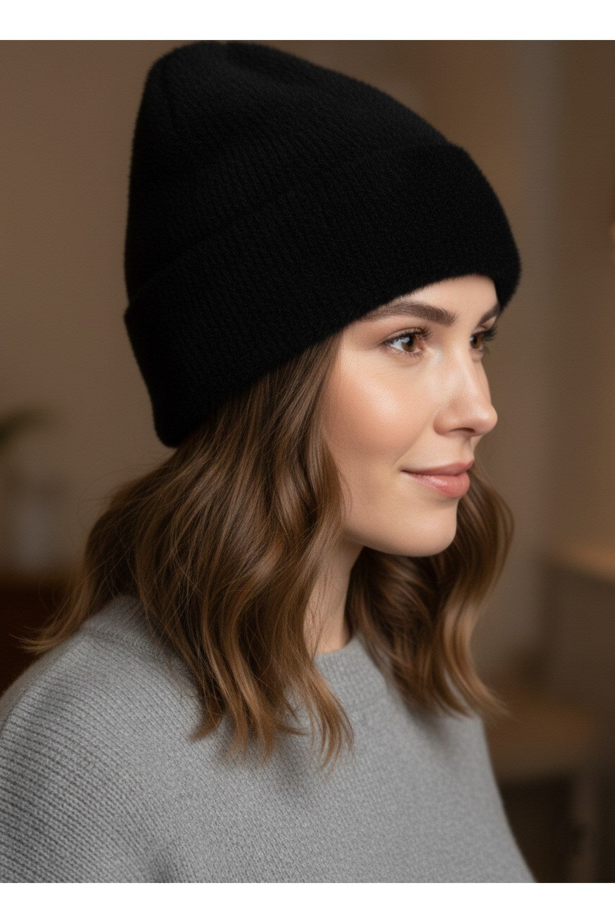 Kadın Tüylü Yumuşak Peluş Bere