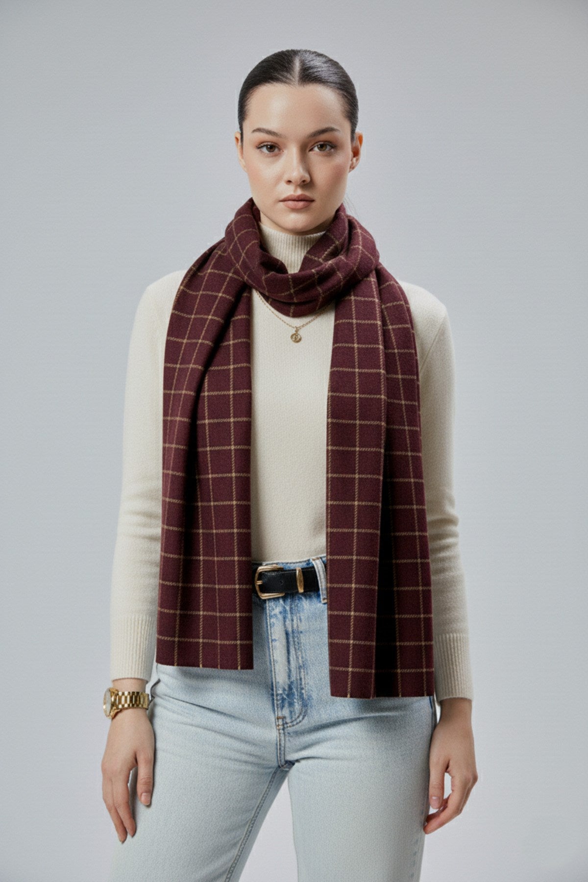 Kadın Yumuşak Dokulu Ekose Model Kışlık Şal