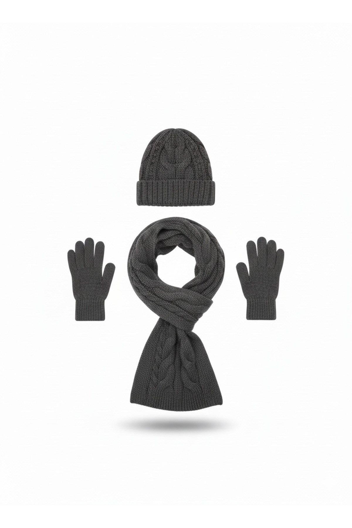 Kadın Kışlık Lüks Örgü Bere, Atkı ve Eldiven Takımı