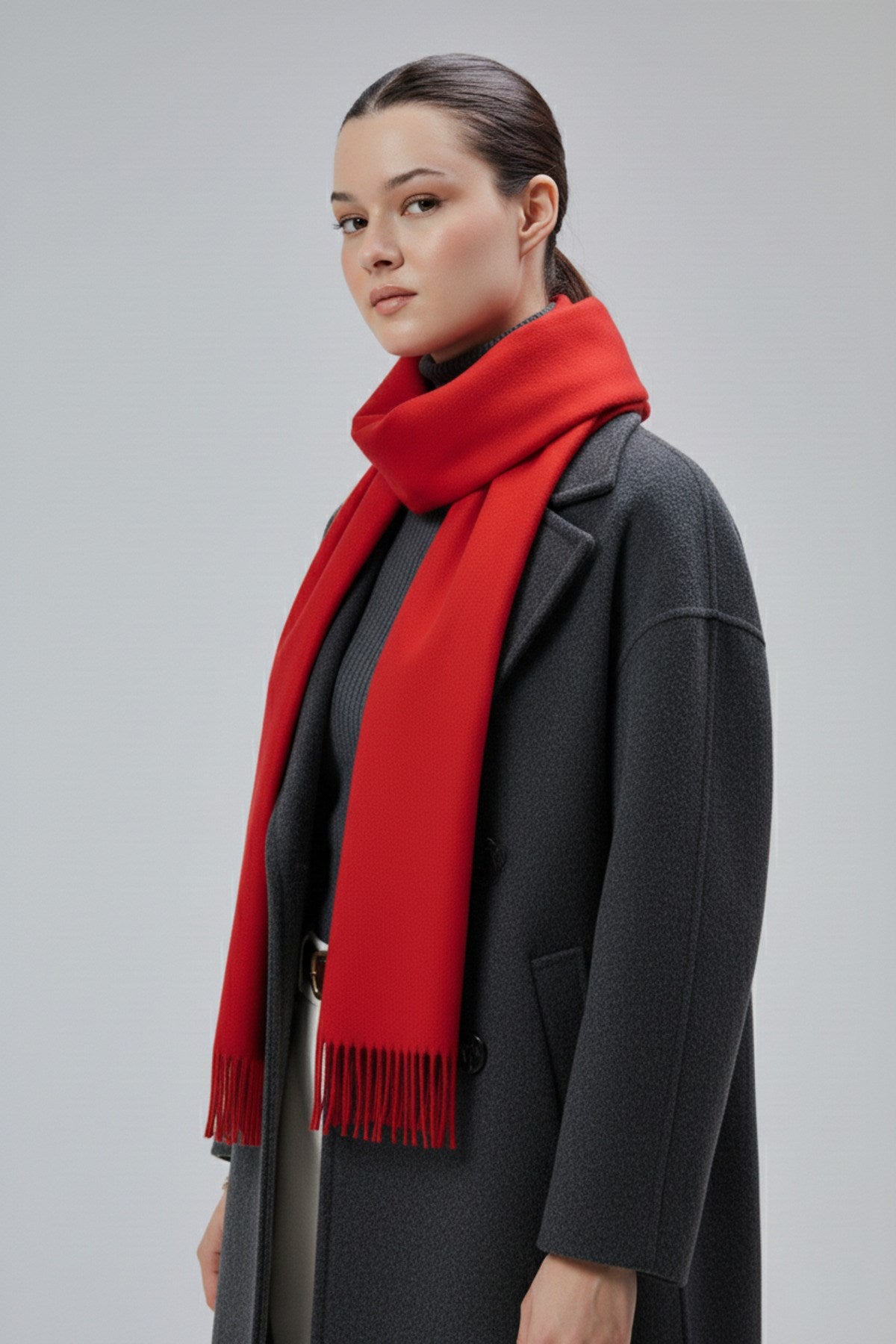 Kadın Yumuşak Dokulu Akrilik Basic Kışlık Şal Kırmızı