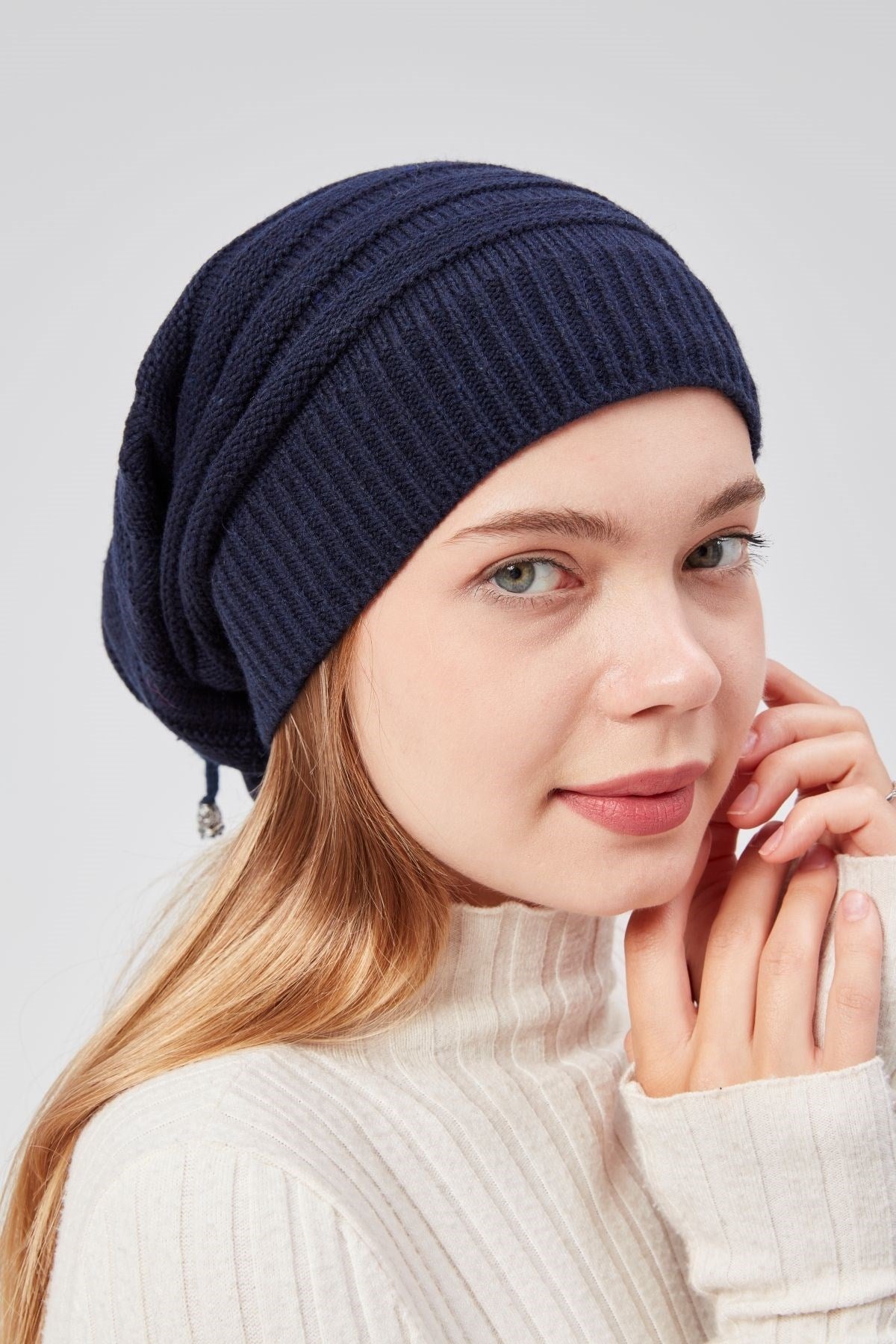 Kadın Triko Örgü Bere Boyunluk Outdoor Boyunluk Kırmızı