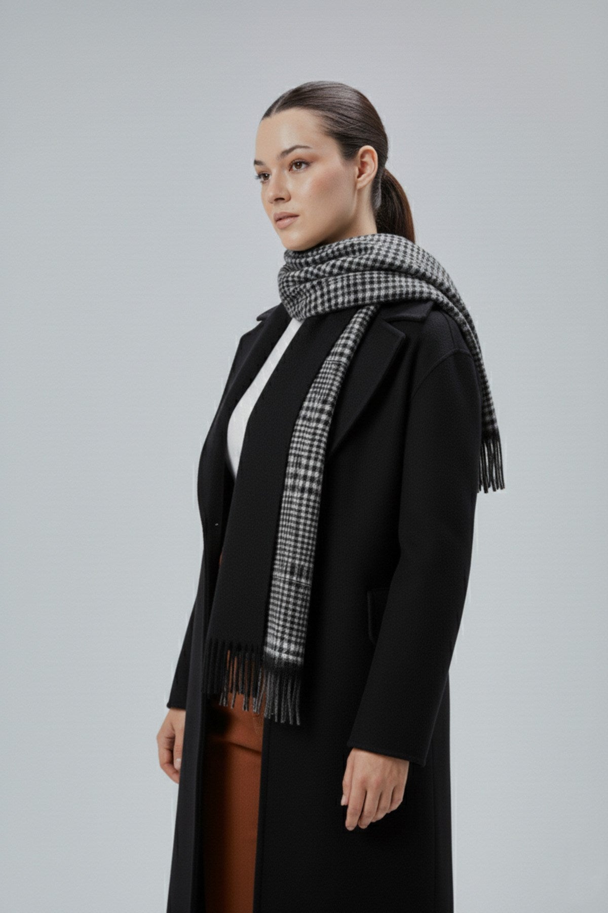 Kadın Yumuşak Dokulu Ekose Model Kışlık Çift Taraflı Şal Atkı