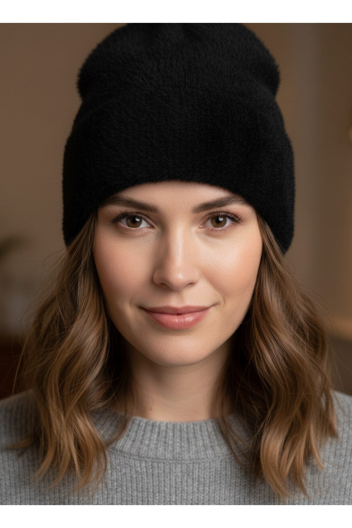 Kadın Tüylü Yumuşak Peluş Bere