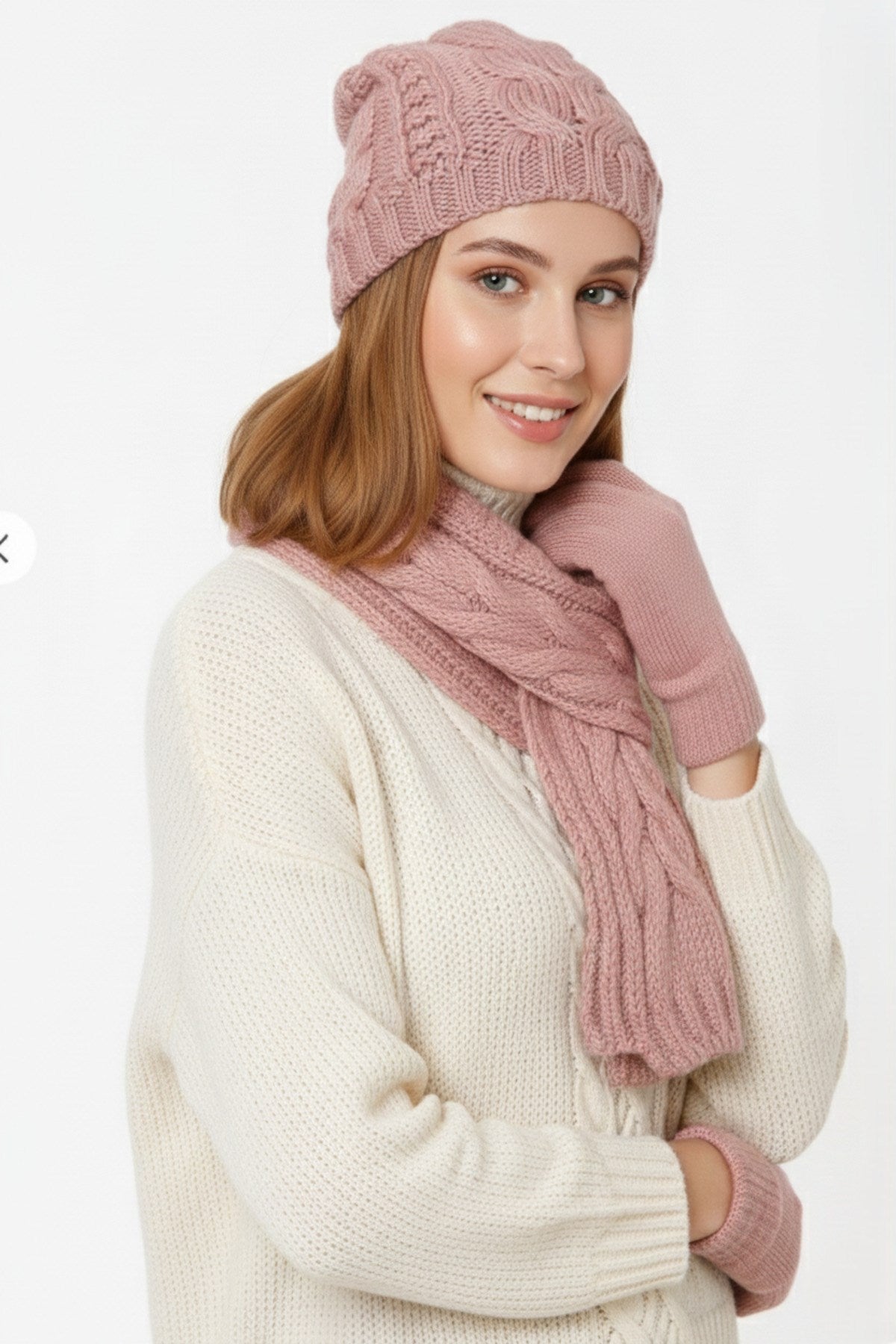 Kadın Kışlık Lüks Örgü Bere, Atkı ve Eldiven Takımı