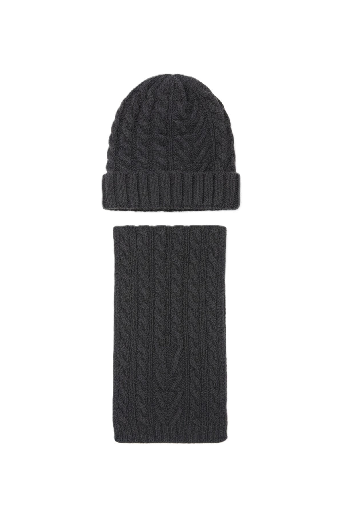 Erkek Yün Kışlık Örme Bere Atkı İkili Set Takım