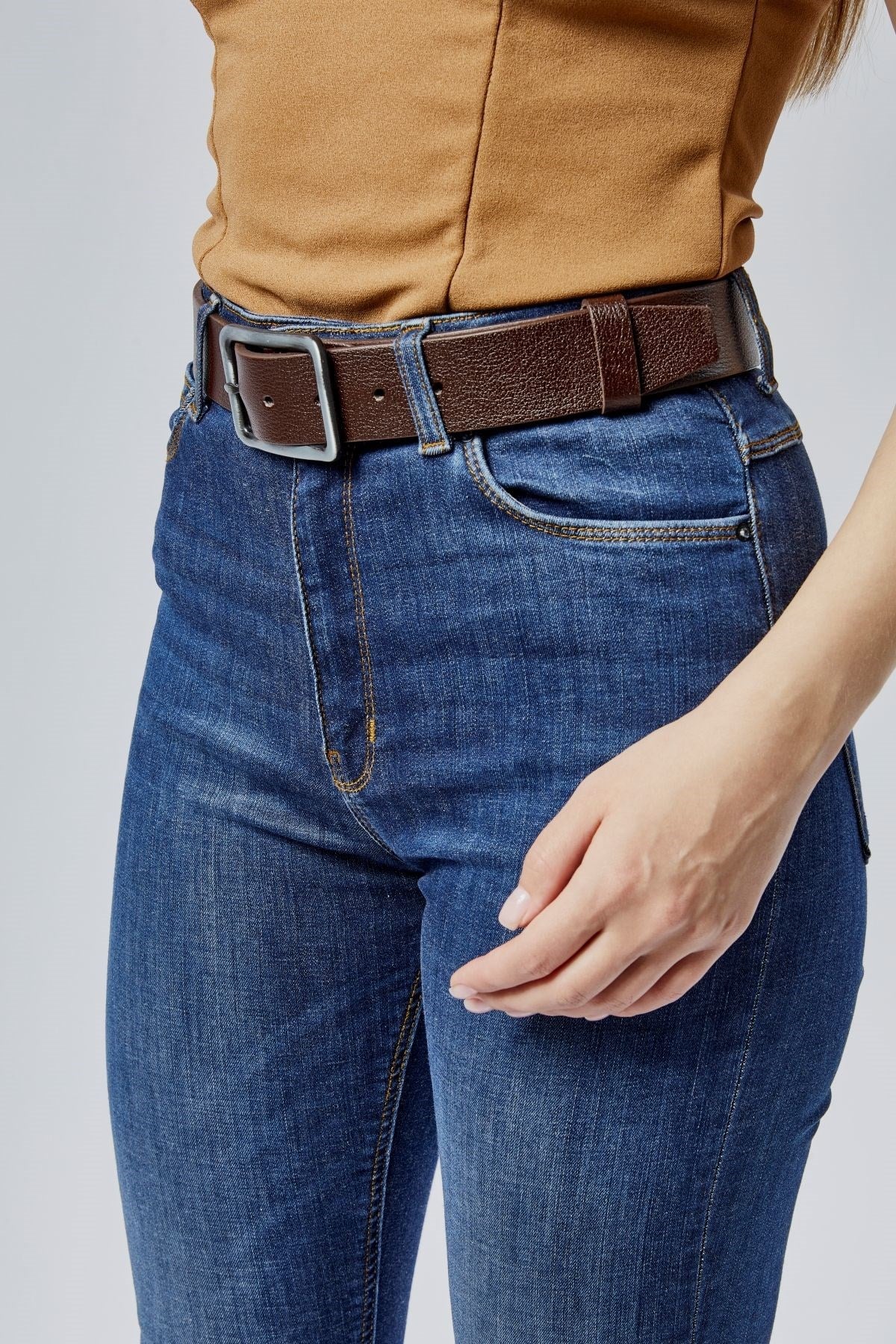 %100 Hakiki Deri Şık Kadın Kemeri 4 Cm