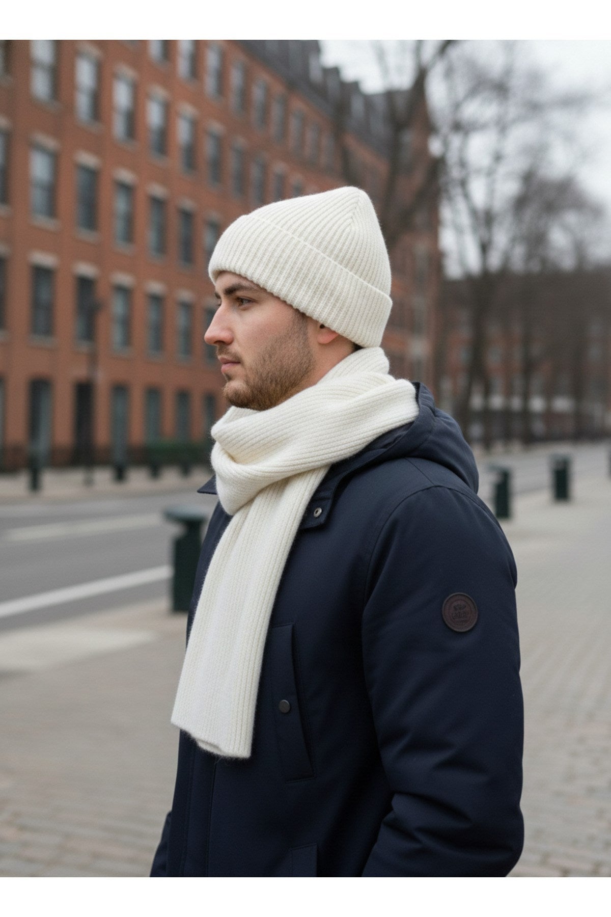 Erkek Yün Kışlık Selanik Örme Bere Atkı İkili Set Takım