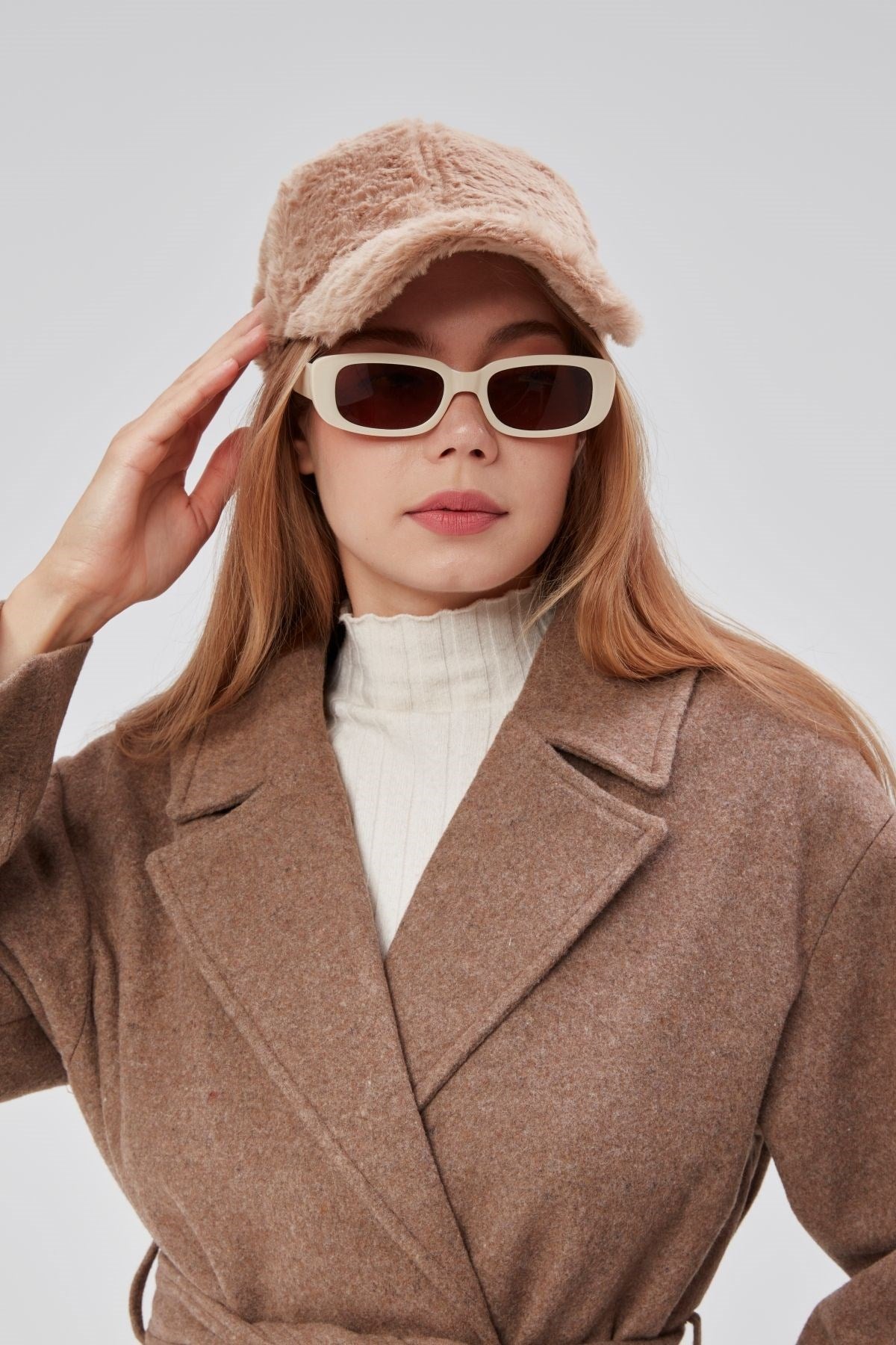 Kışlık Tüylü Kadın Peluş Kep Şapka Bezbol Standart Şapka