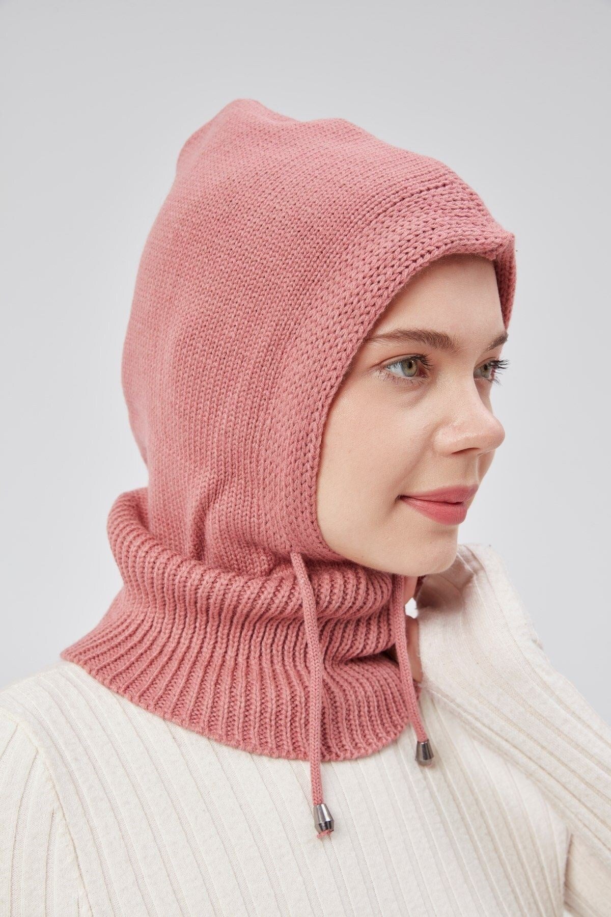 Lüks Kadın Kışlık Balaclava Triko Örme Başlık