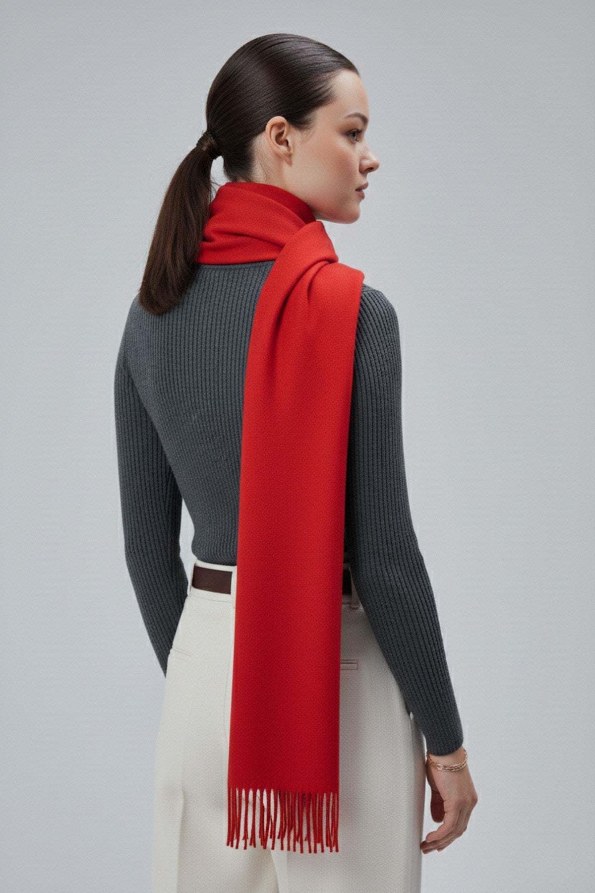 Kadın Yumuşak Dokulu Akrilik Basic Kışlık Şal Kırmızı