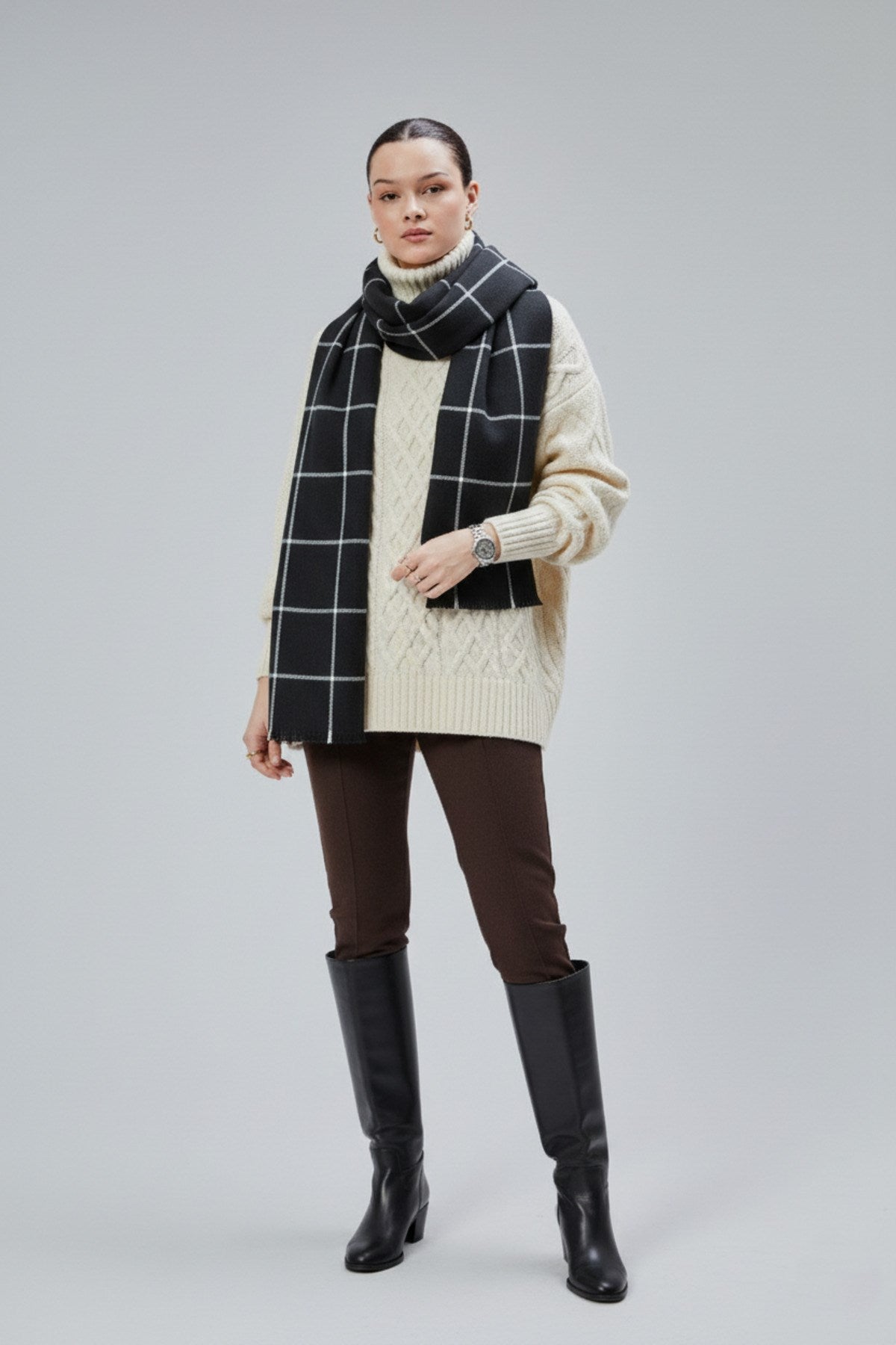 Kadın Yumuşak Dokulu Ekose Model Kışlık Şal