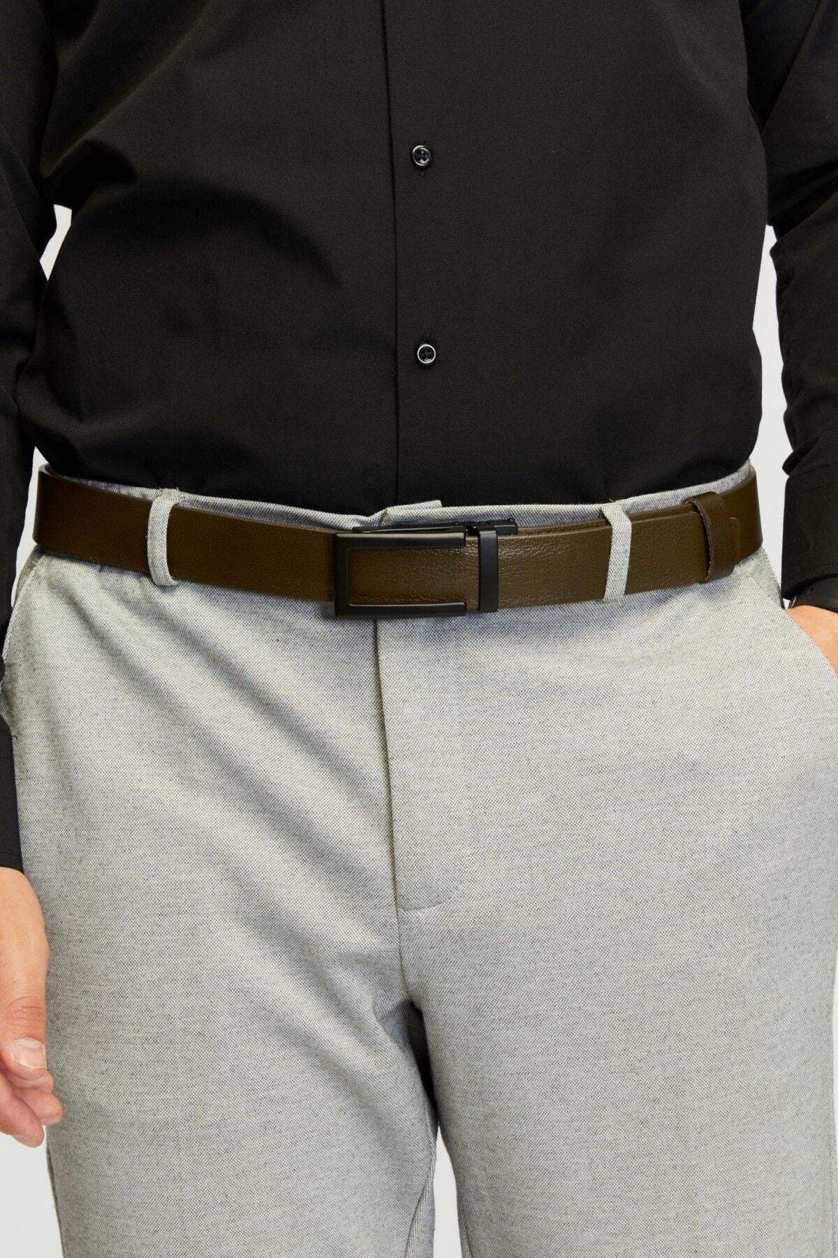 Otomatik Tokalı Deliksiz %100 Hakiki Manda Derisi Klasik Erkek Kemeri