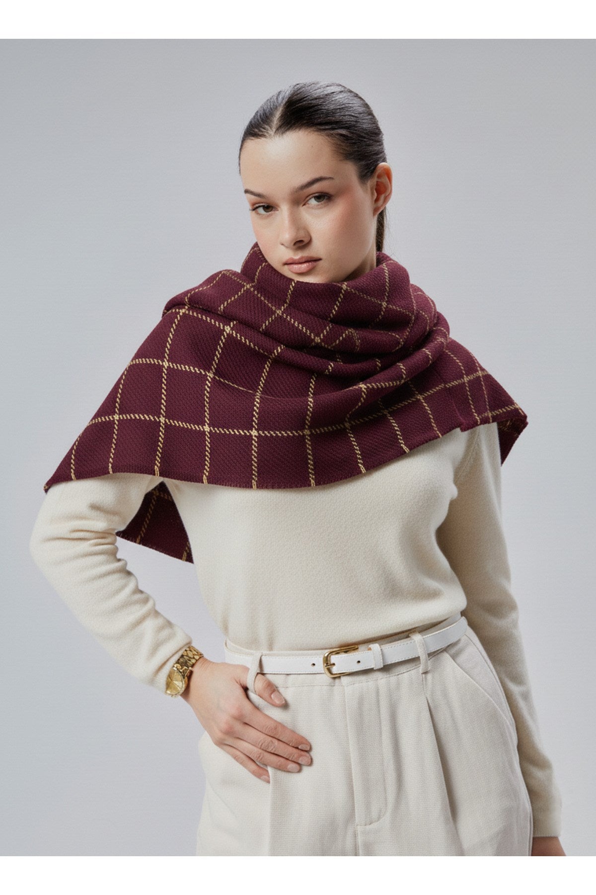 Kadın Yumuşak Dokulu Ekose Model Kışlık Şal