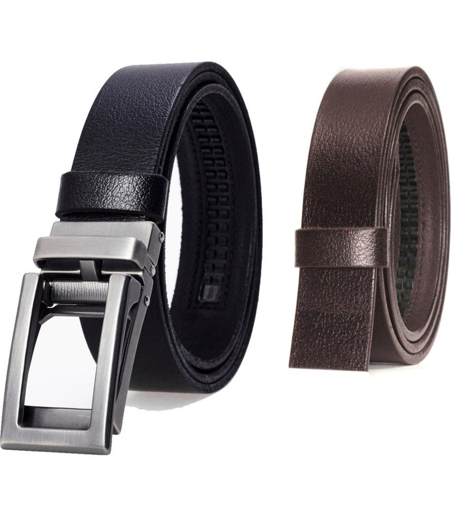 Otomatik Tokalı Deliksiz %100 Hakiki Manda Derisi Klasik Erkek Kemeri ve Kahverengi Şerit