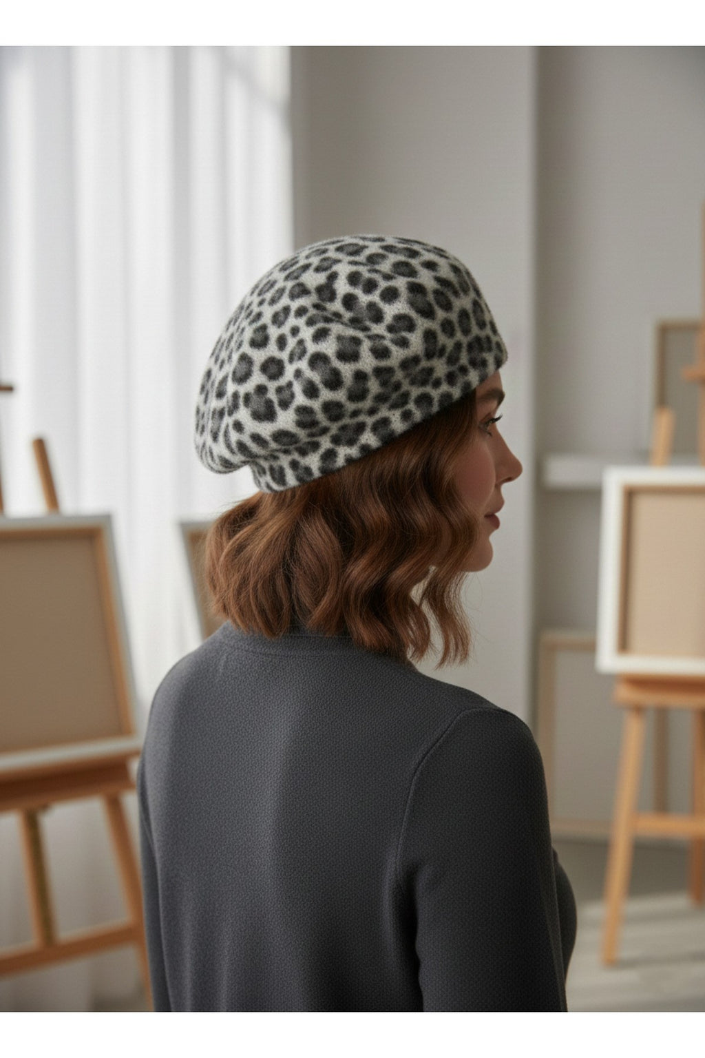 Fransız Tüylü Peluş Ressam Bere Kadın Şapka