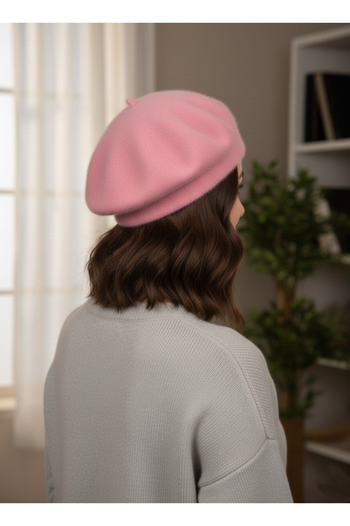 Fransız Tüylü Peluş Ressam Bere Kadın Şapka