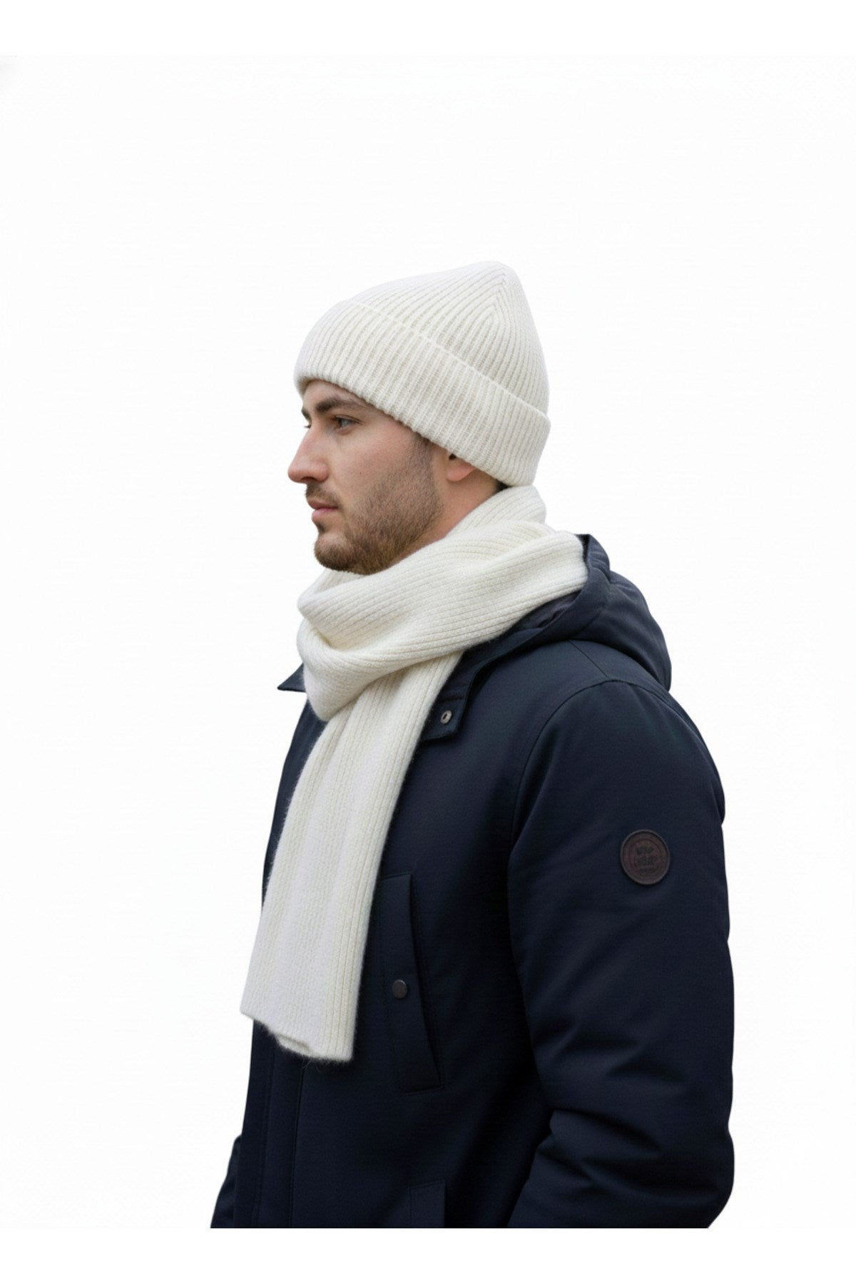 Erkek Yün Kışlık Selanik Örme Bere Atkı İkili Set Takım