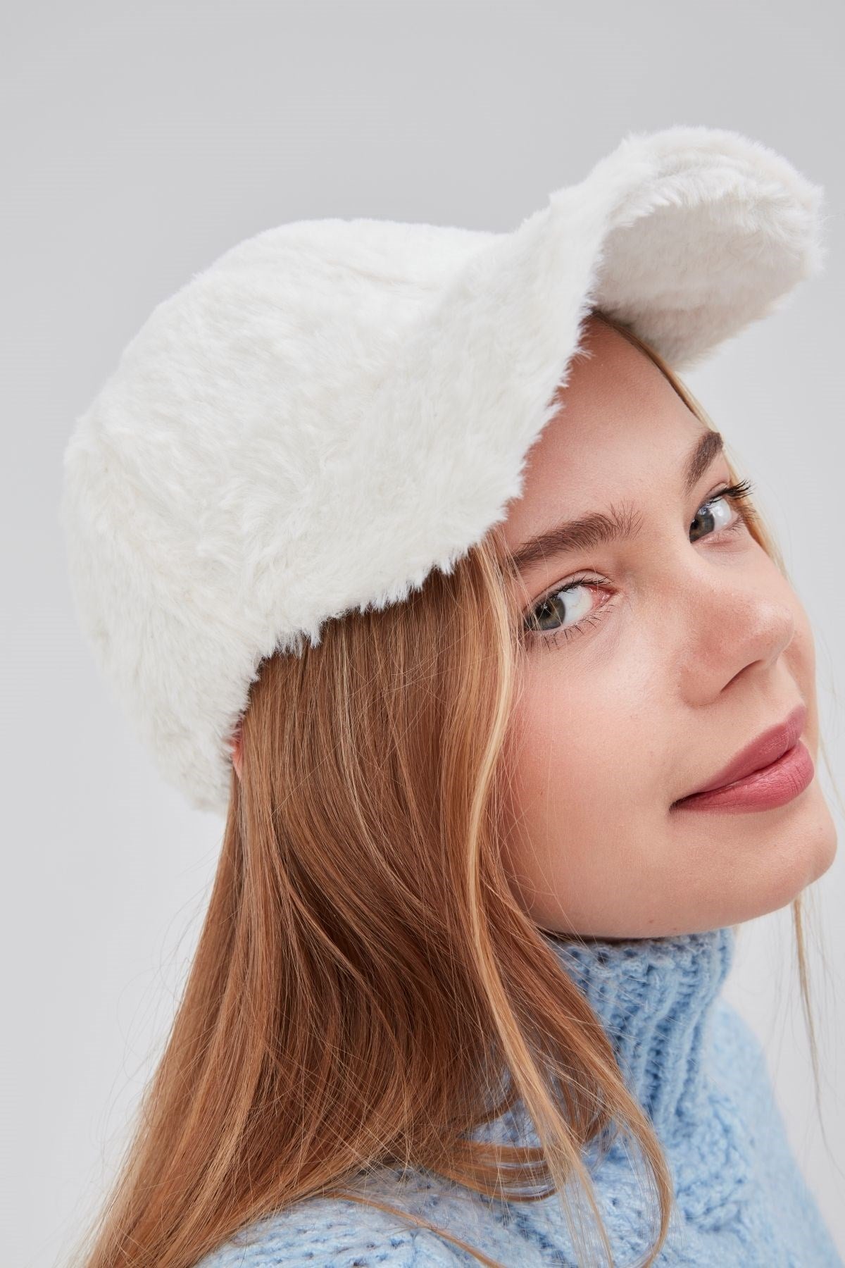 Kışlık Tüylü Kadın Peluş Kep Şapka Bezbol Standart Şapka