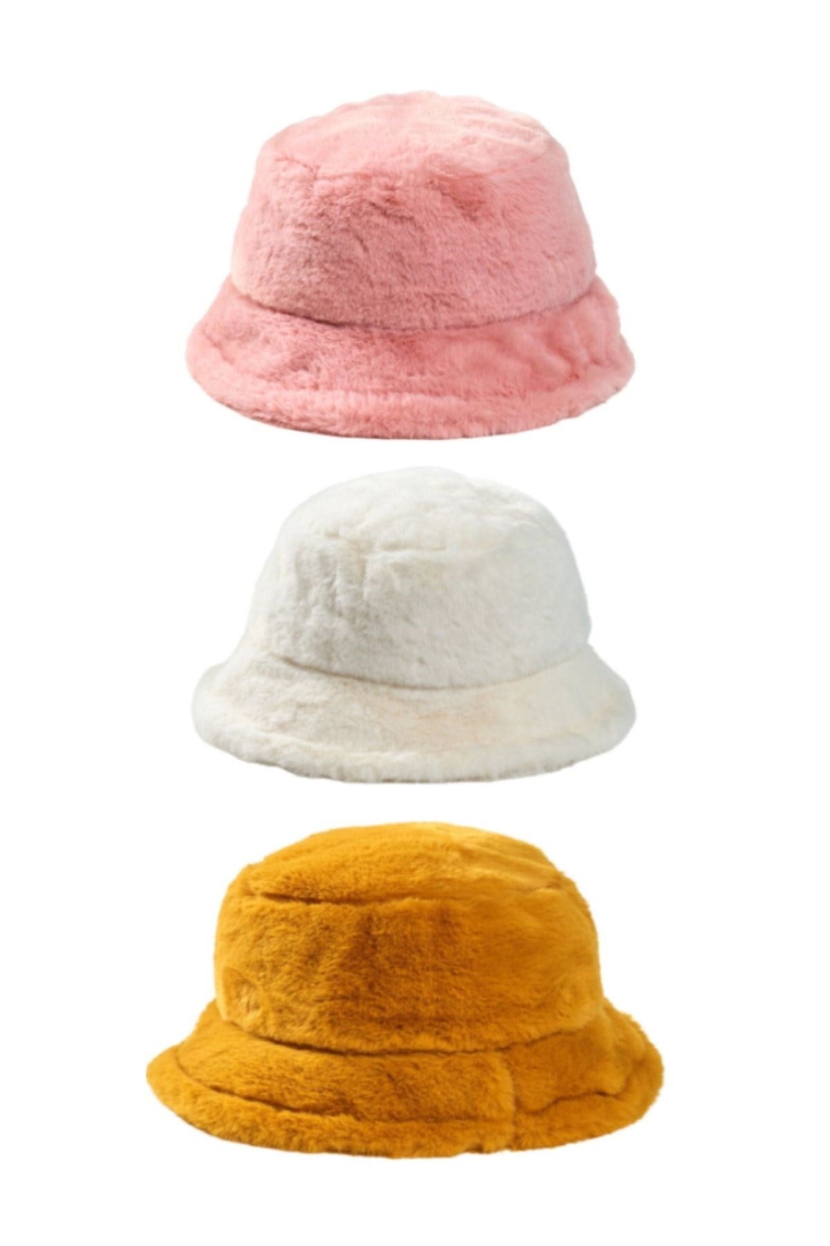 Şık Kadın Peluş Kova  Balıkçı Bucket Kışlık Şapka