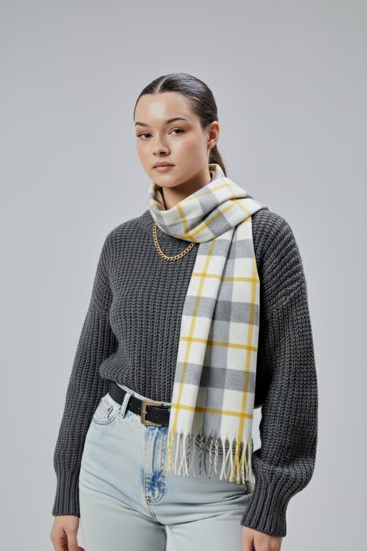 Kadın Yumuşak Dokulu Ekose Model Kışlık Şal