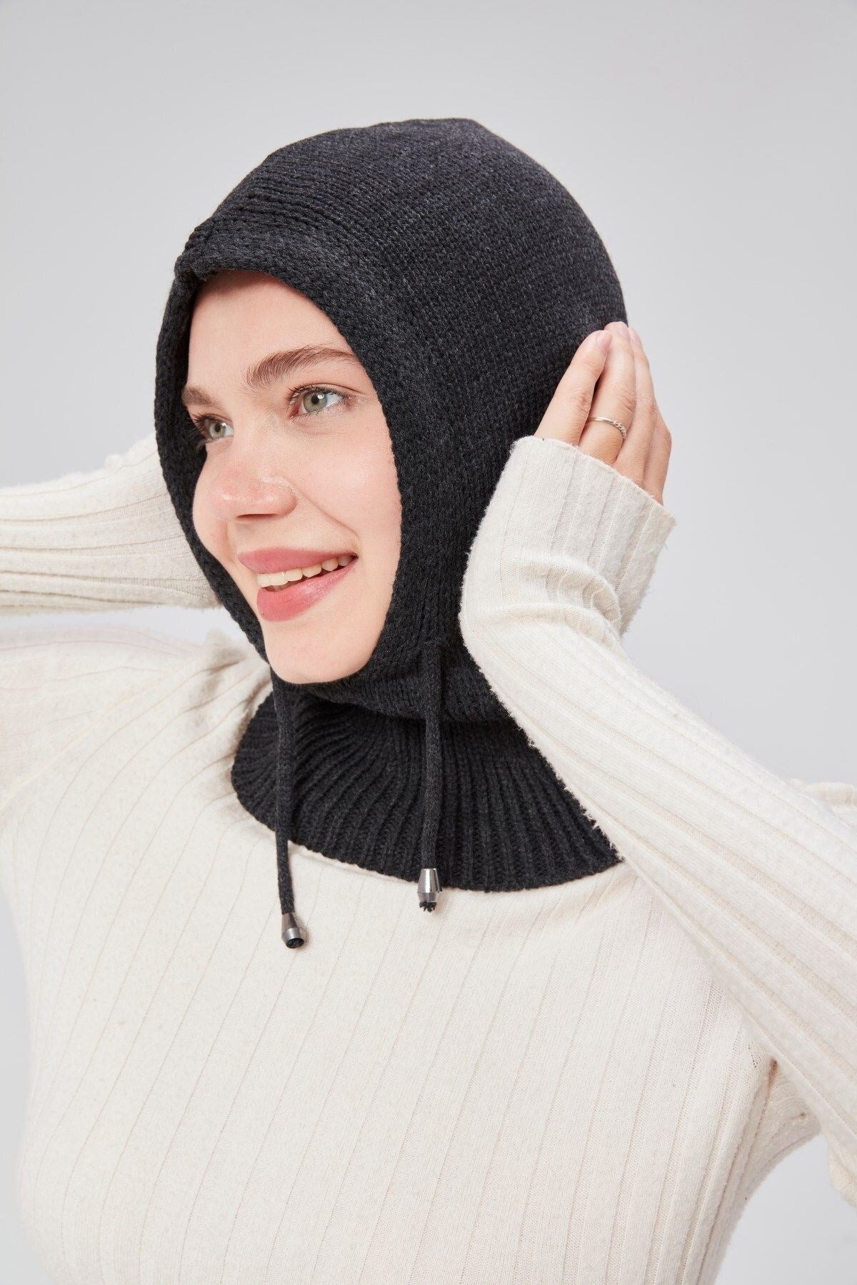 Lüks Kadın Kışlık Balaclava Triko Örme Başlık