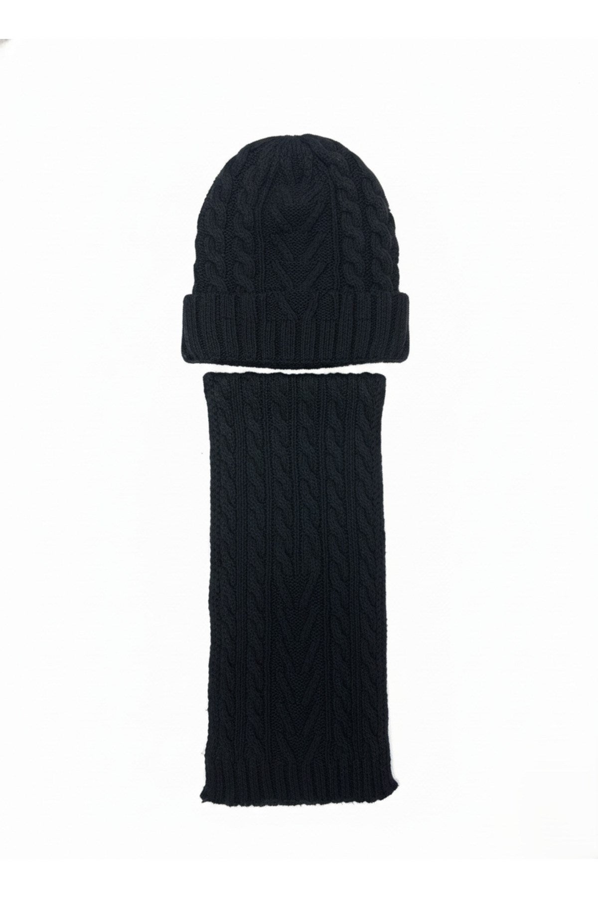 Erkek Yün Kışlık Örme Bere Atkı İkili Set Takım