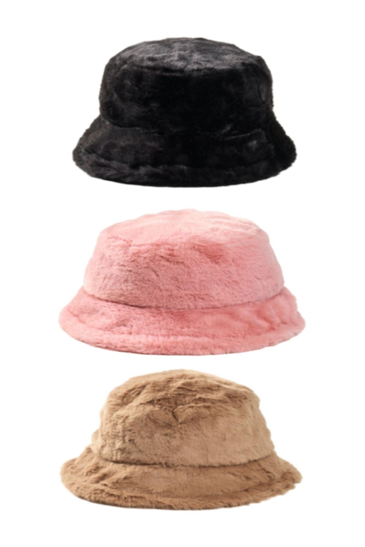 Şık Kadın Peluş Kova  Balıkçı Bucket Kışlık Şapka