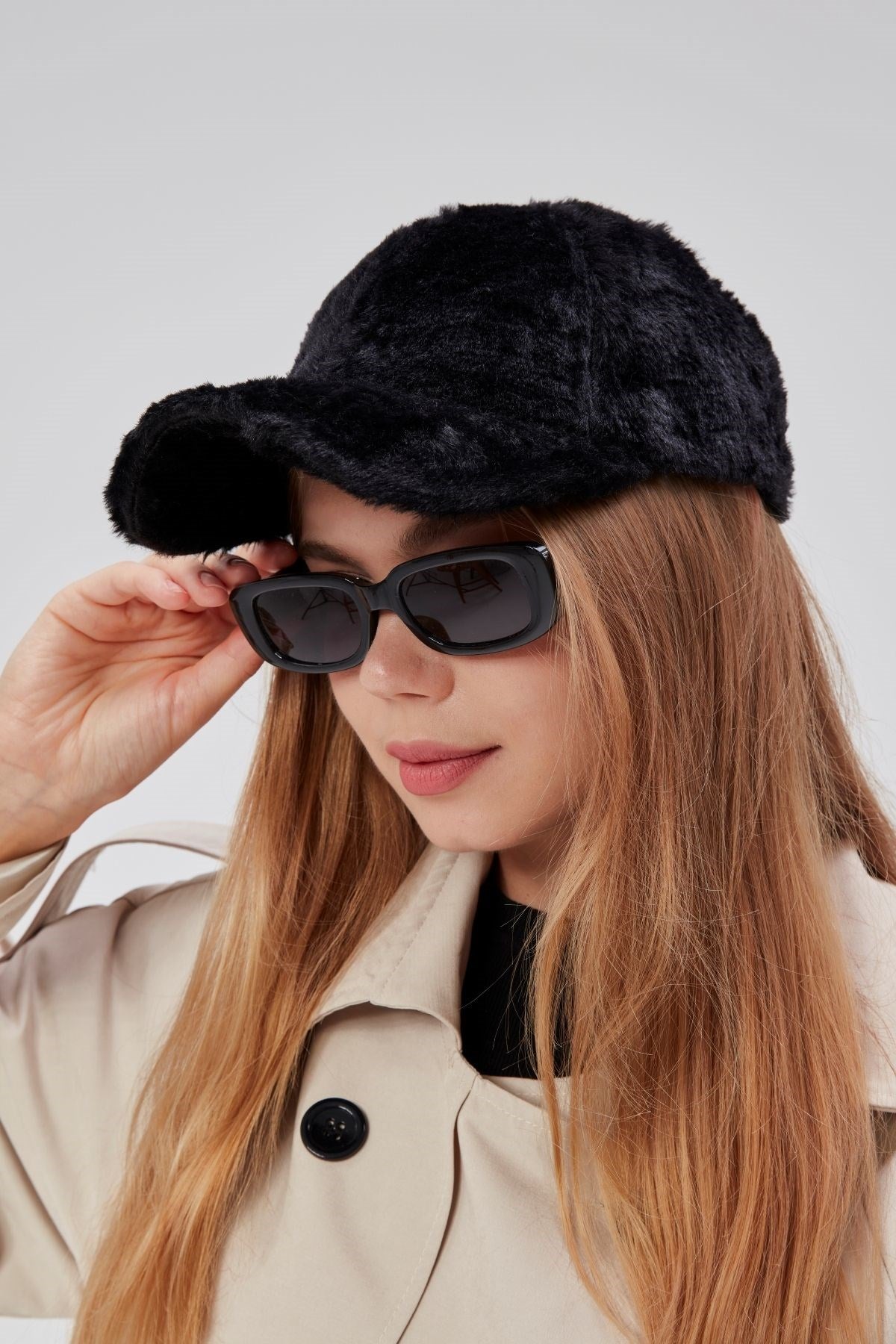 Kışlık Tüylü Kadın Peluş Kep Şapka Bezbol Standart Şapka