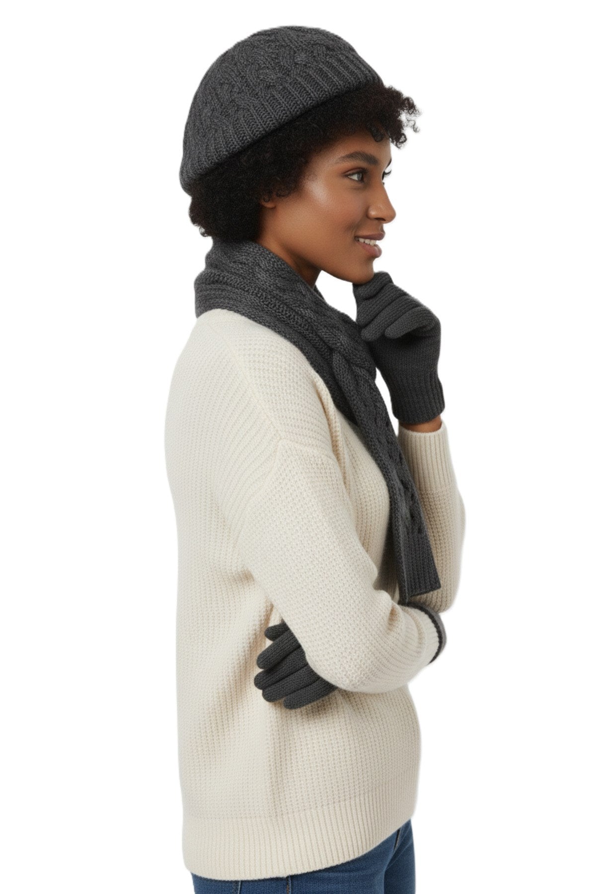 Kadın Kışlık Örgü Bere, Atkı ve Eldiven Takımı