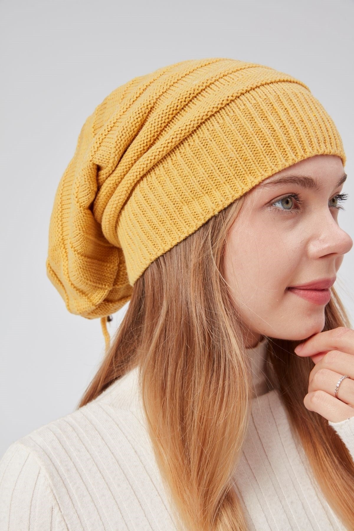 Kadın Triko Örgü Bere Boyunluk Outdoor Boyunluk Kırmızı