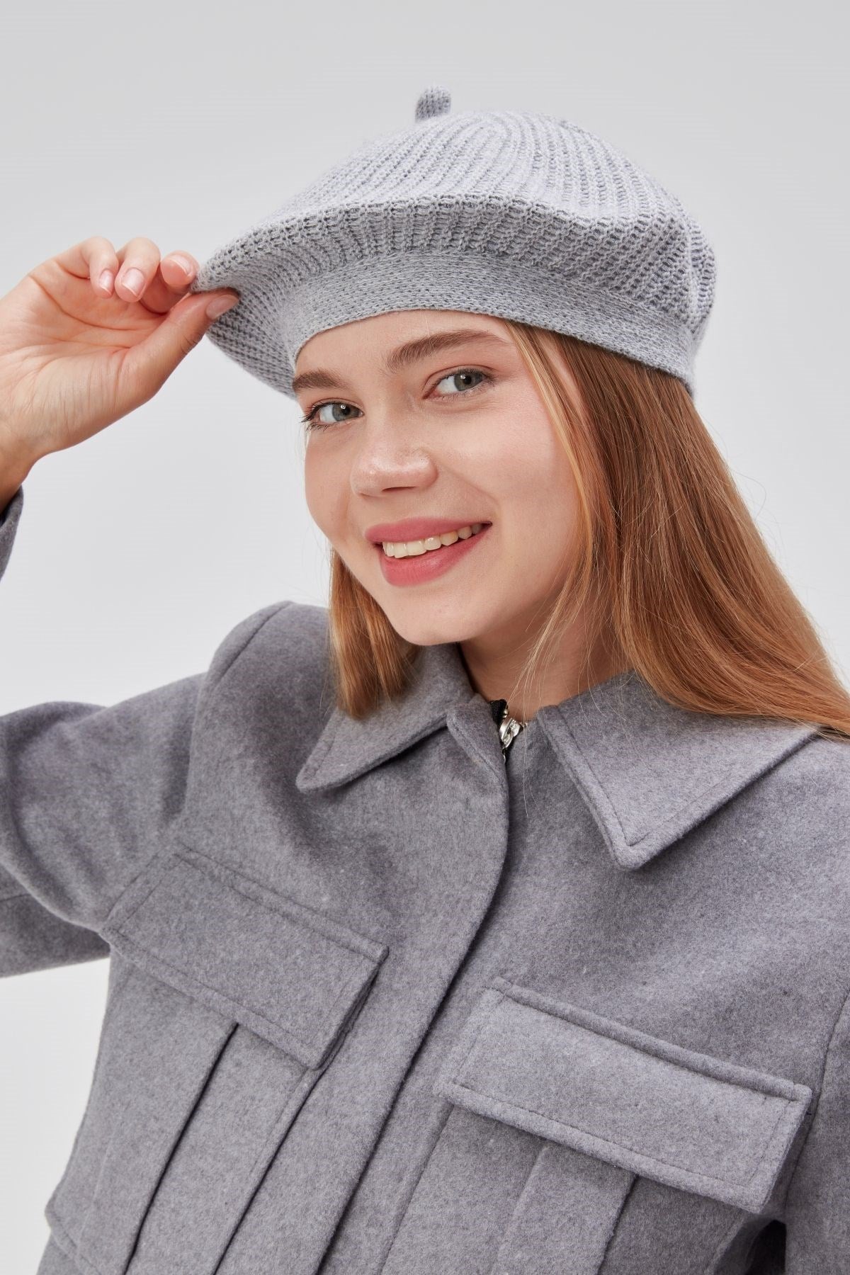 Kadın Kışlık Şık  Fransız Ressam Düz Örgü Bere Şapka