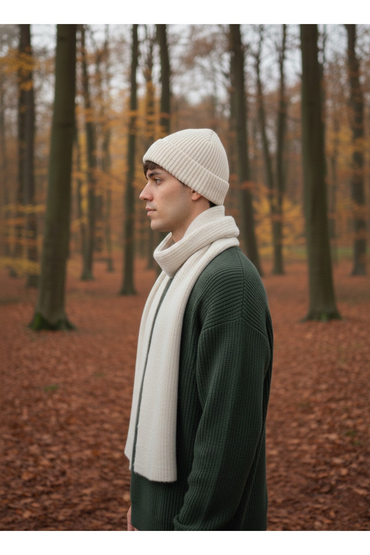 Erkek Yün Kışlık Selanik Örme Bere Atkı İkili Set Takım