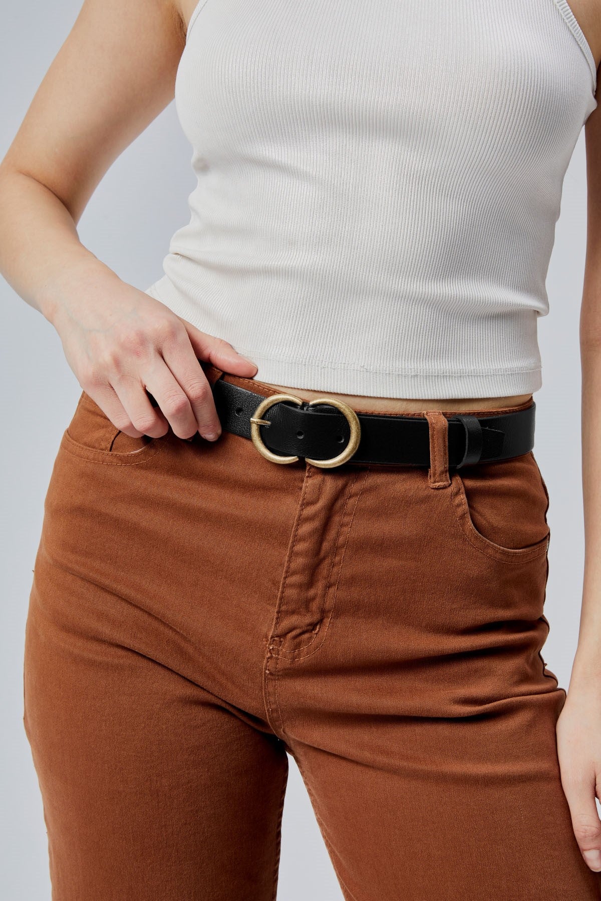 CC Tokalı Şık Kadın Kemeri %100 Hakiki Deri 3cm Kemer