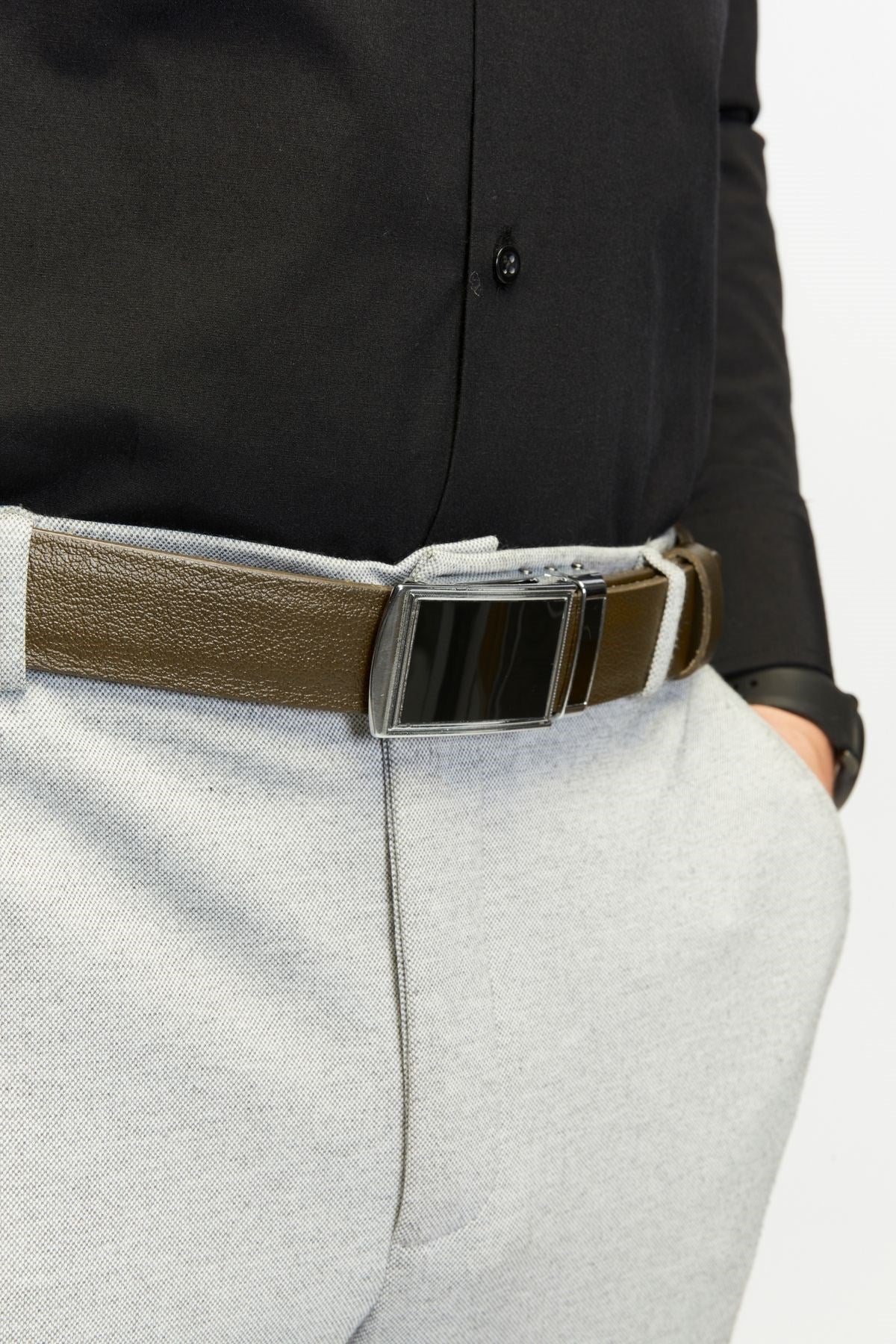 Otomatik Tokalı Deliksiz %100 Hakiki Manda Derisi Klasik Erkek Kemeri