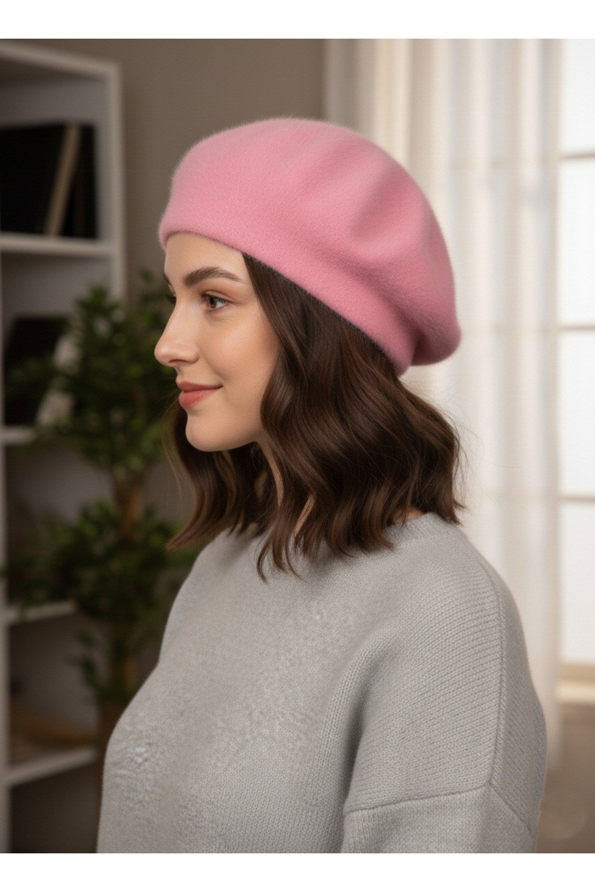 Fransız Tüylü Peluş Ressam Bere Kadın Şapka