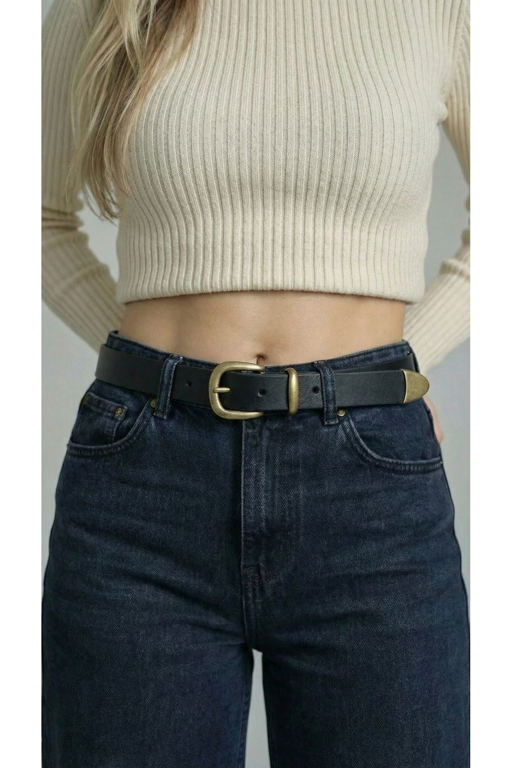 %100 Hakiki Deri Kadın Kemer – Metal Köprü & Metal Uç Detaylı, 3 cm Günlük Şık Tasarım