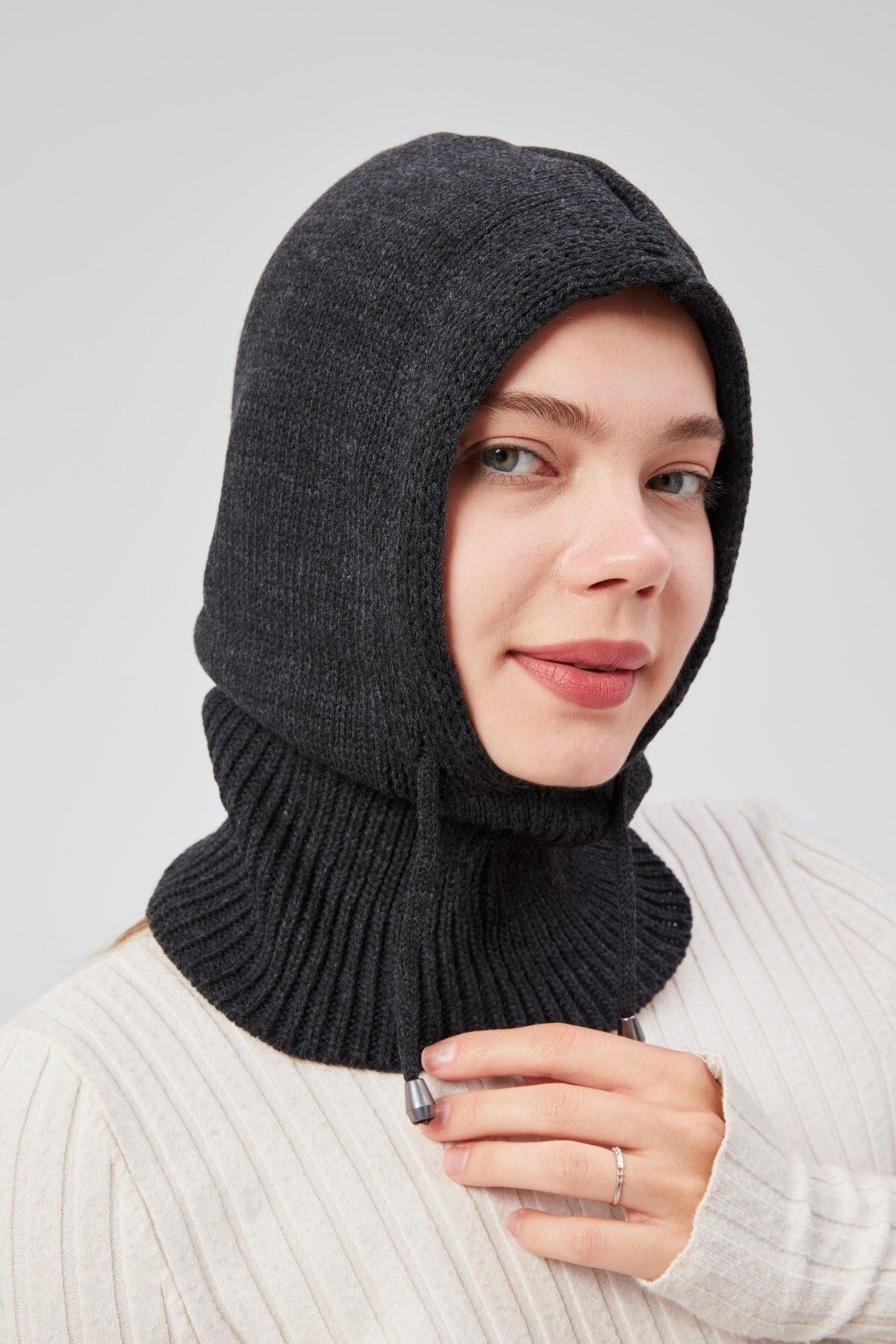 Lüks Kadın Kışlık Balaclava Triko Örme Başlık